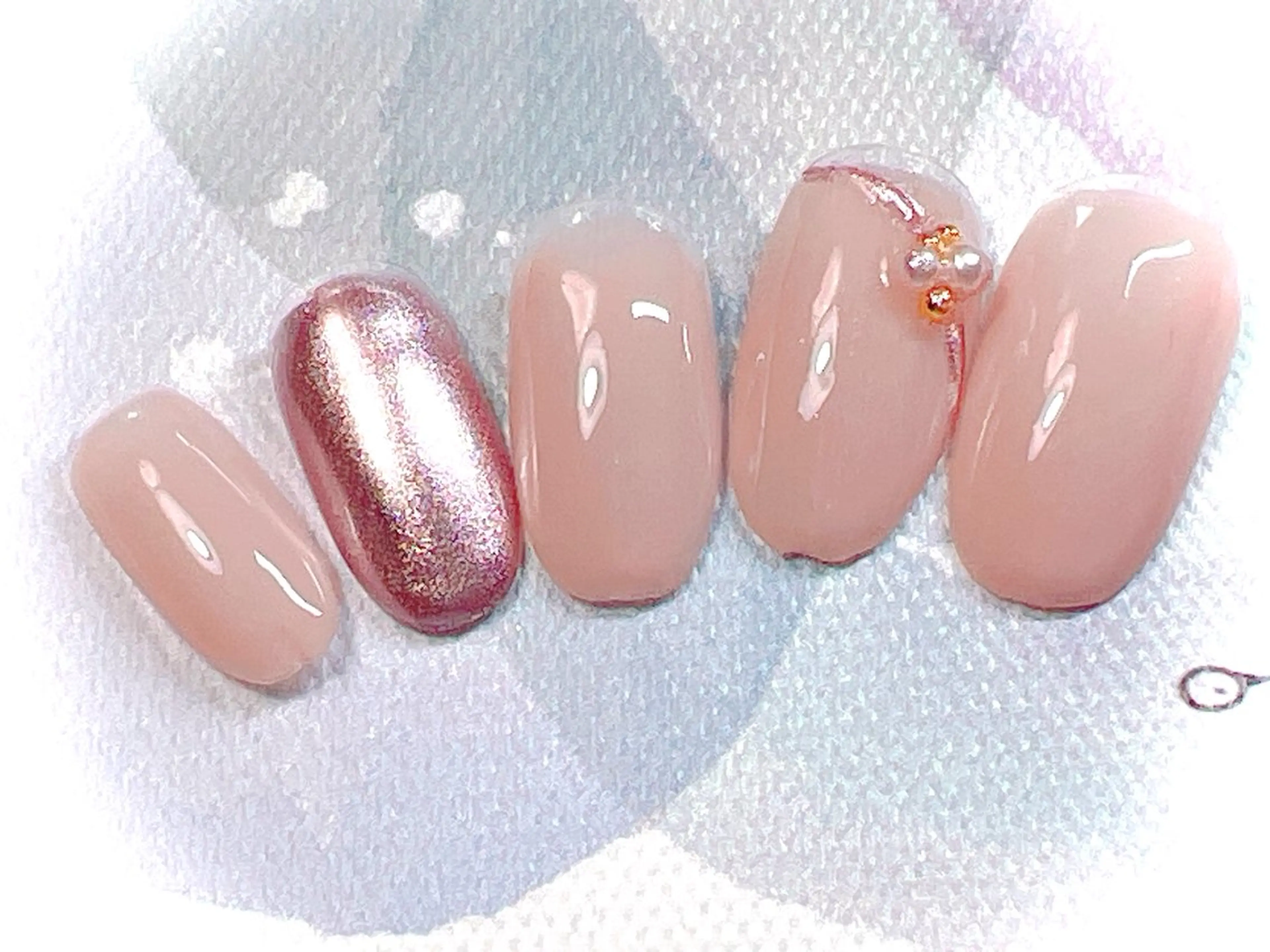 ネイル ミラーネイル ピンク ハンドネイル 加藤 恵のネイルデザイン