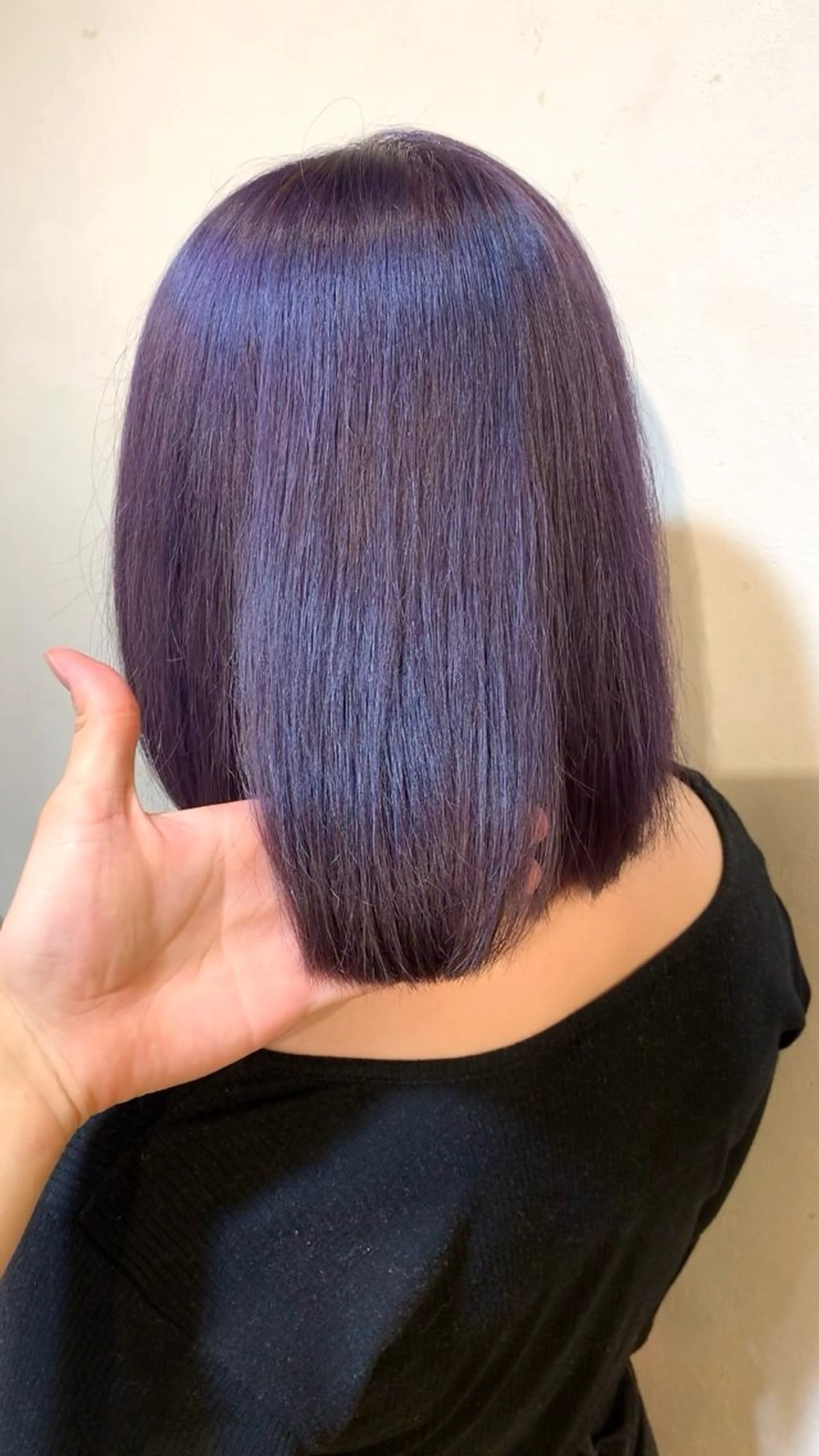 ミディアム カラー ブリーチ ディープラベンダー ダブルカラー グレージュ ラベンダーカラー ヘアカラー ブリーチなしベージュ 特化 松村 茶屋町のヘアスタイル