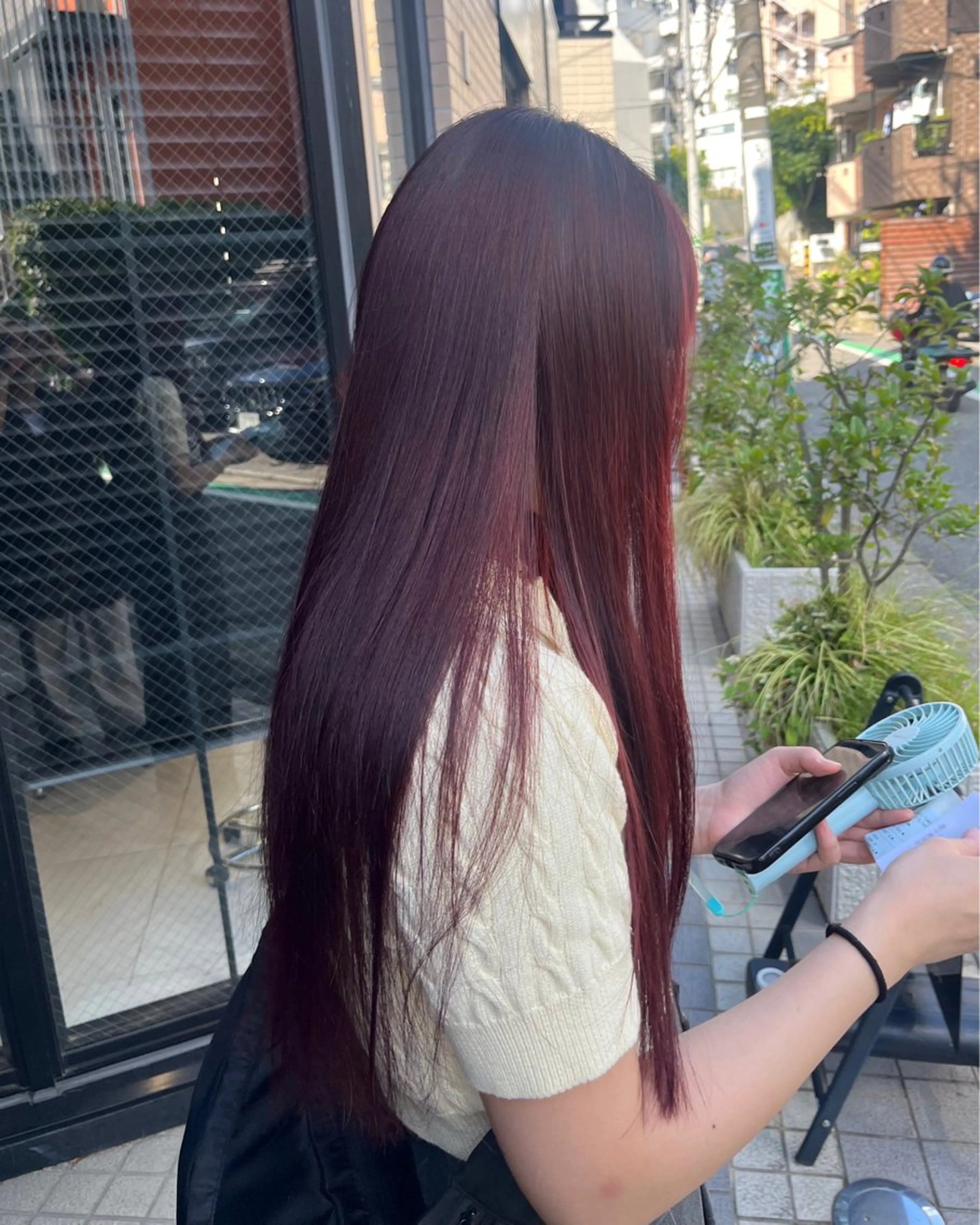 ロング カラー レッドカラー ヘアカラー トリートメント ナミ🩶暗髪/暖色 ❤️/透明感/縮毛のヘアスタイル