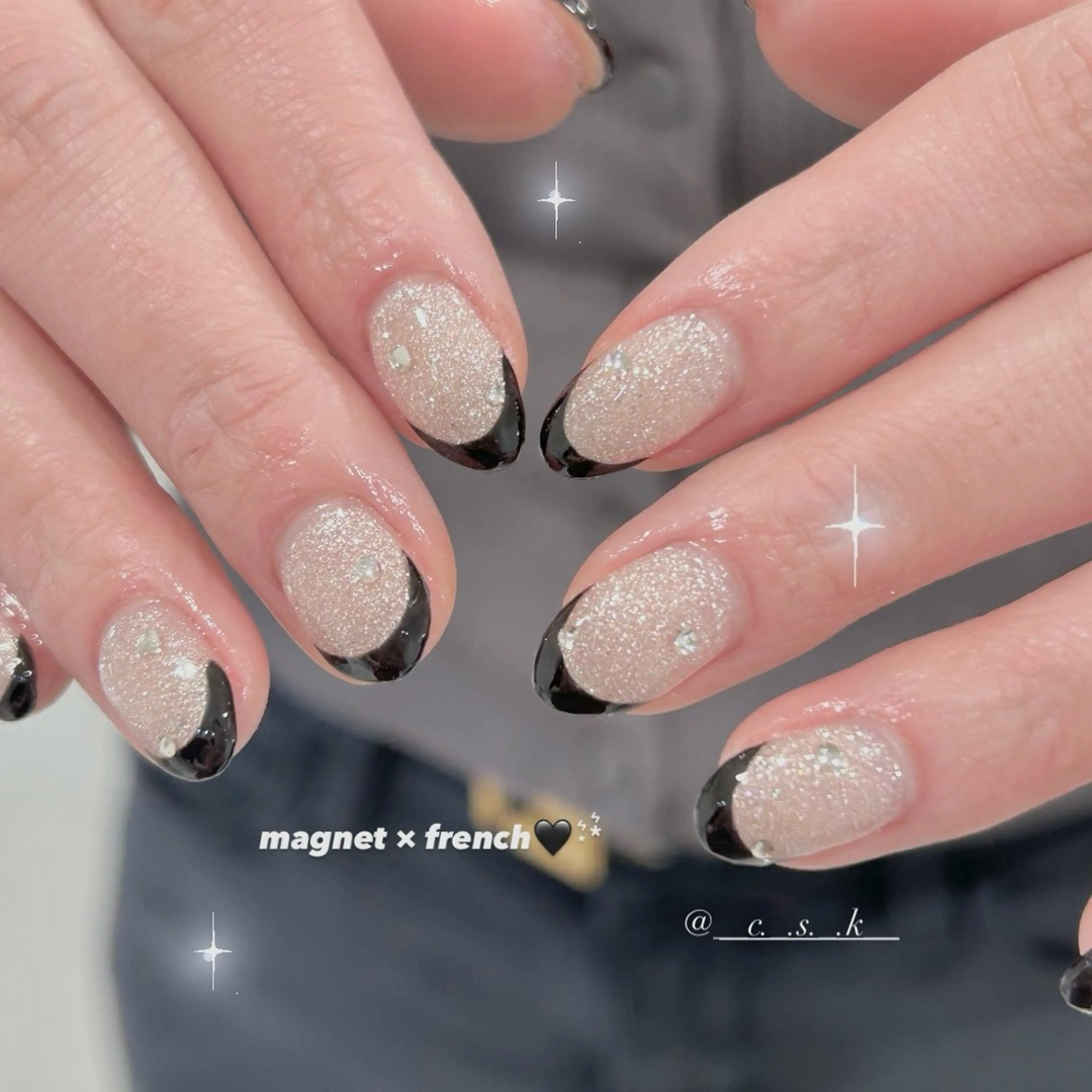 ネイル ラメ(グリッター) ハンドネイル 🎀チーク/ちゅるん 🫧chisa🎀のネイルデザイン