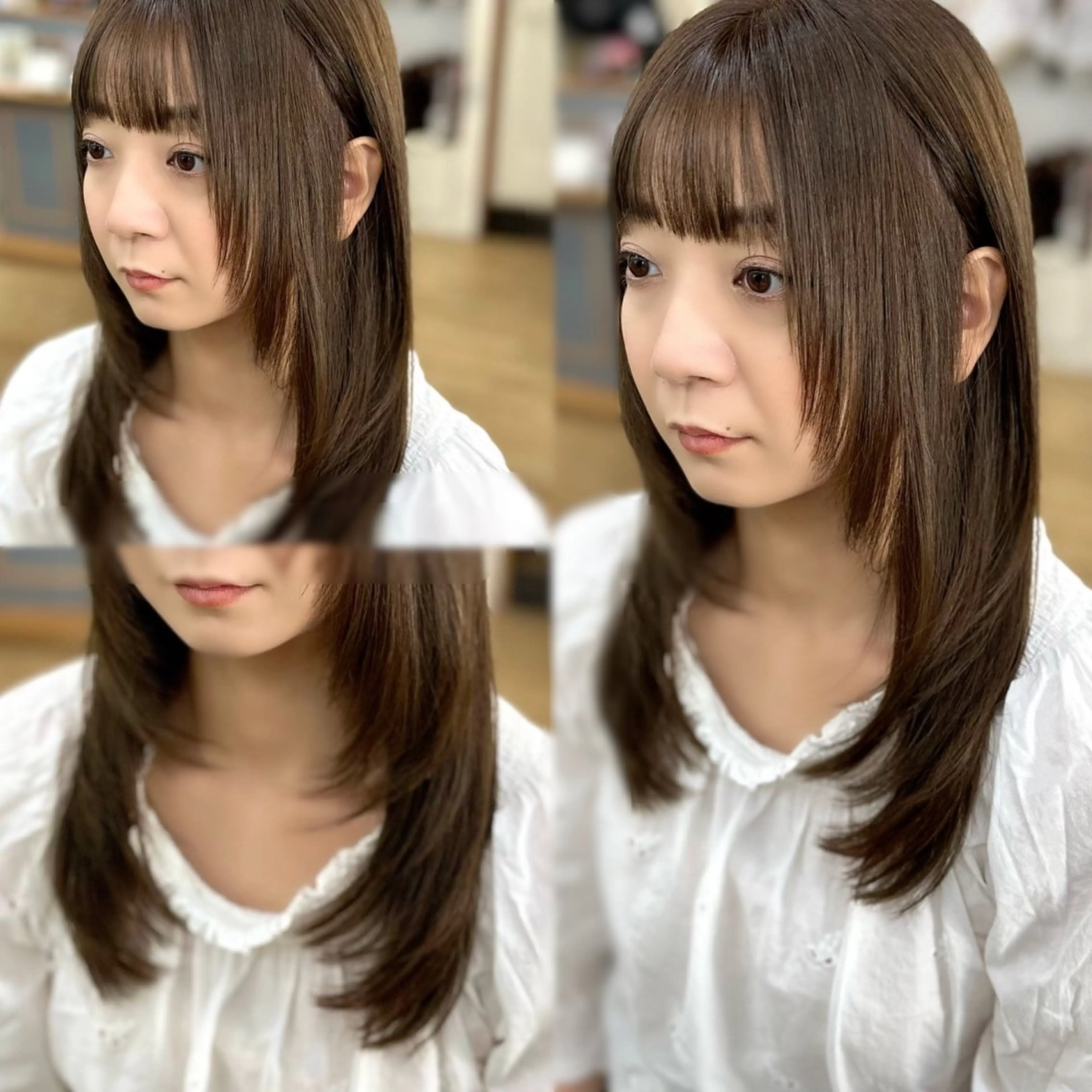 ロング カラー パーマ メンズ キッズ レイヤーカット 🌿透け感カラーのヘアスタイル