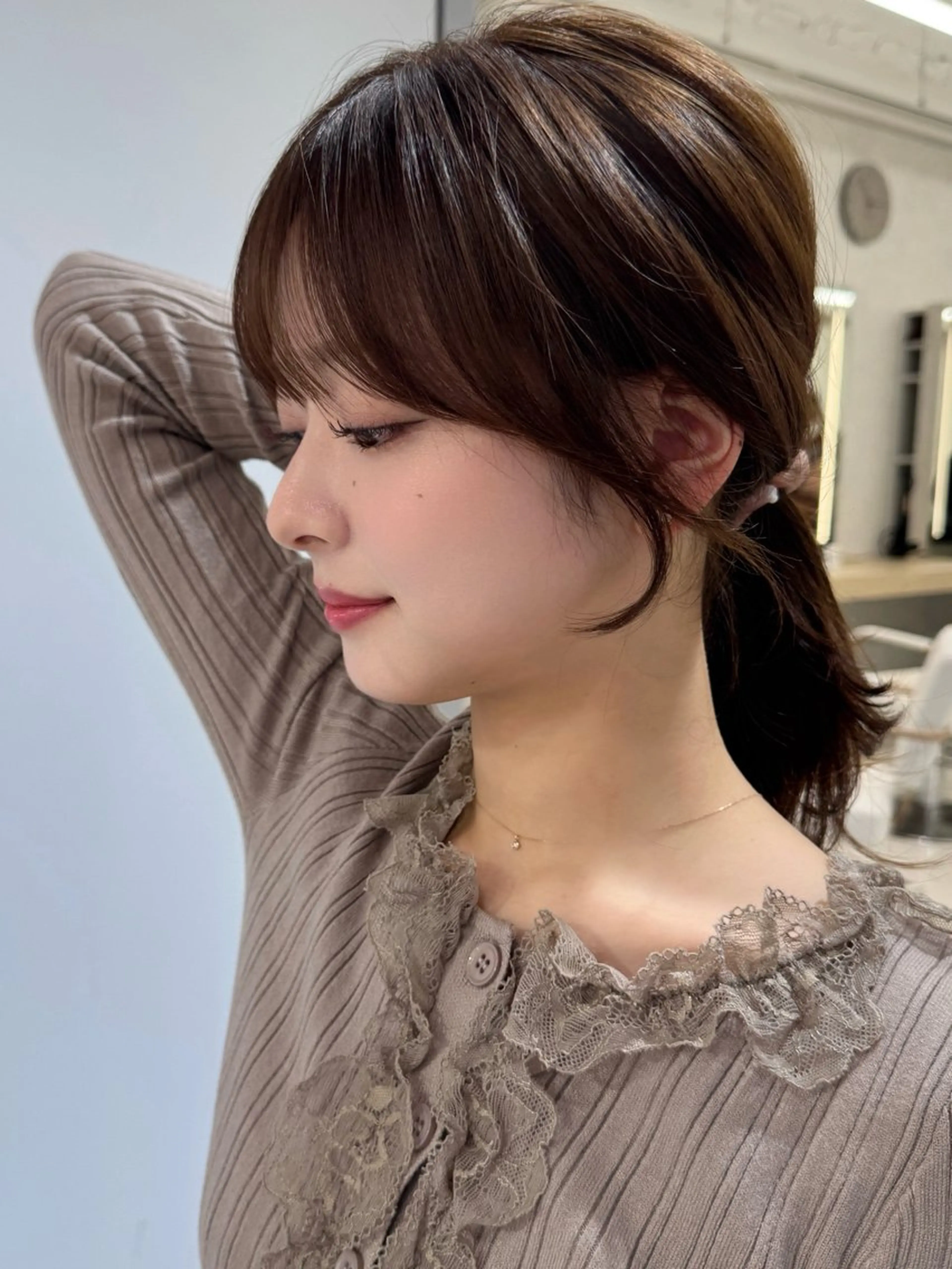 ロング カラー カット ヘアカラー トリートメント 韓国レイヤー/ 顔まわり/西野和裕のヘアスタイル