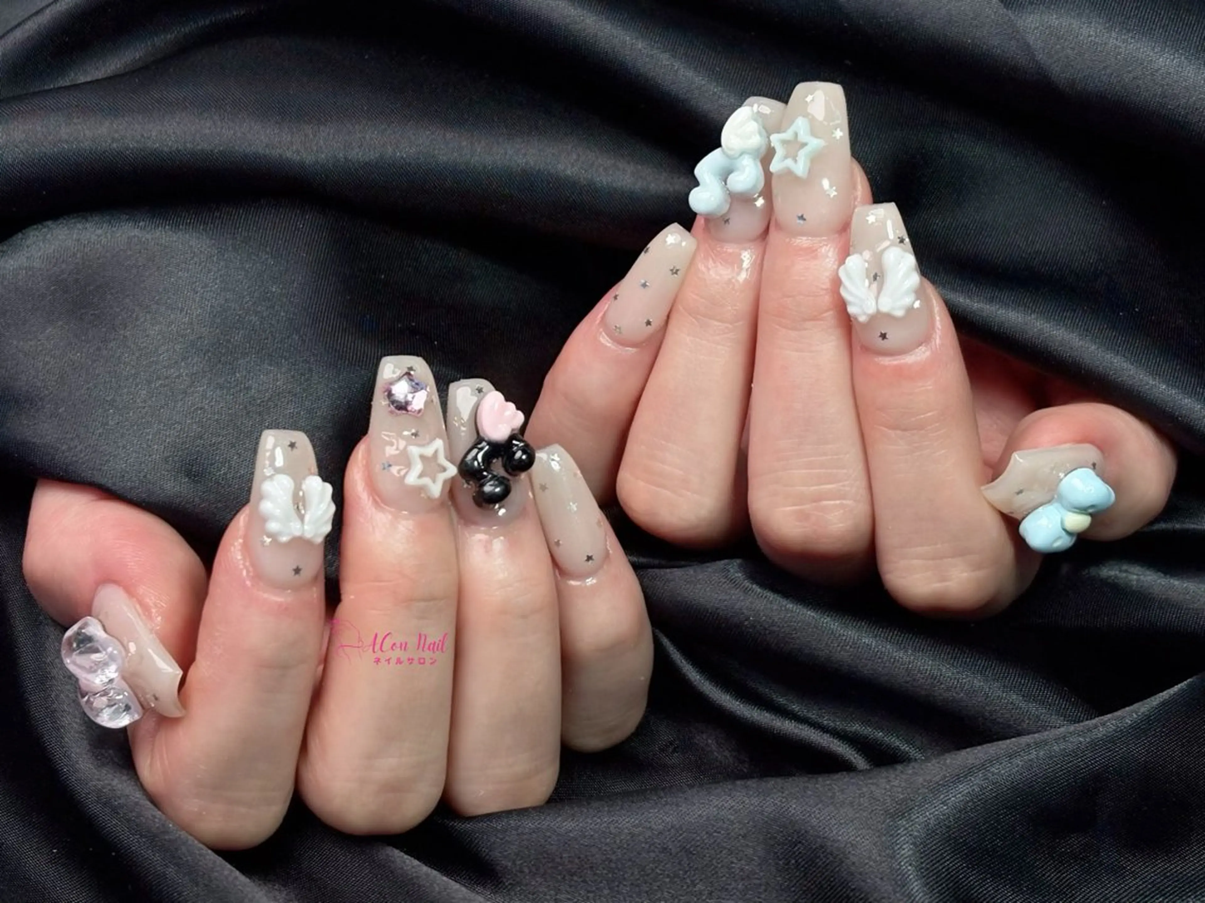 ネイル 桜ネイル 長さ出し フラワーネイル フレンチネイル ジェルネイル ハンドネイル ACon NailSalonのネイルデザイン