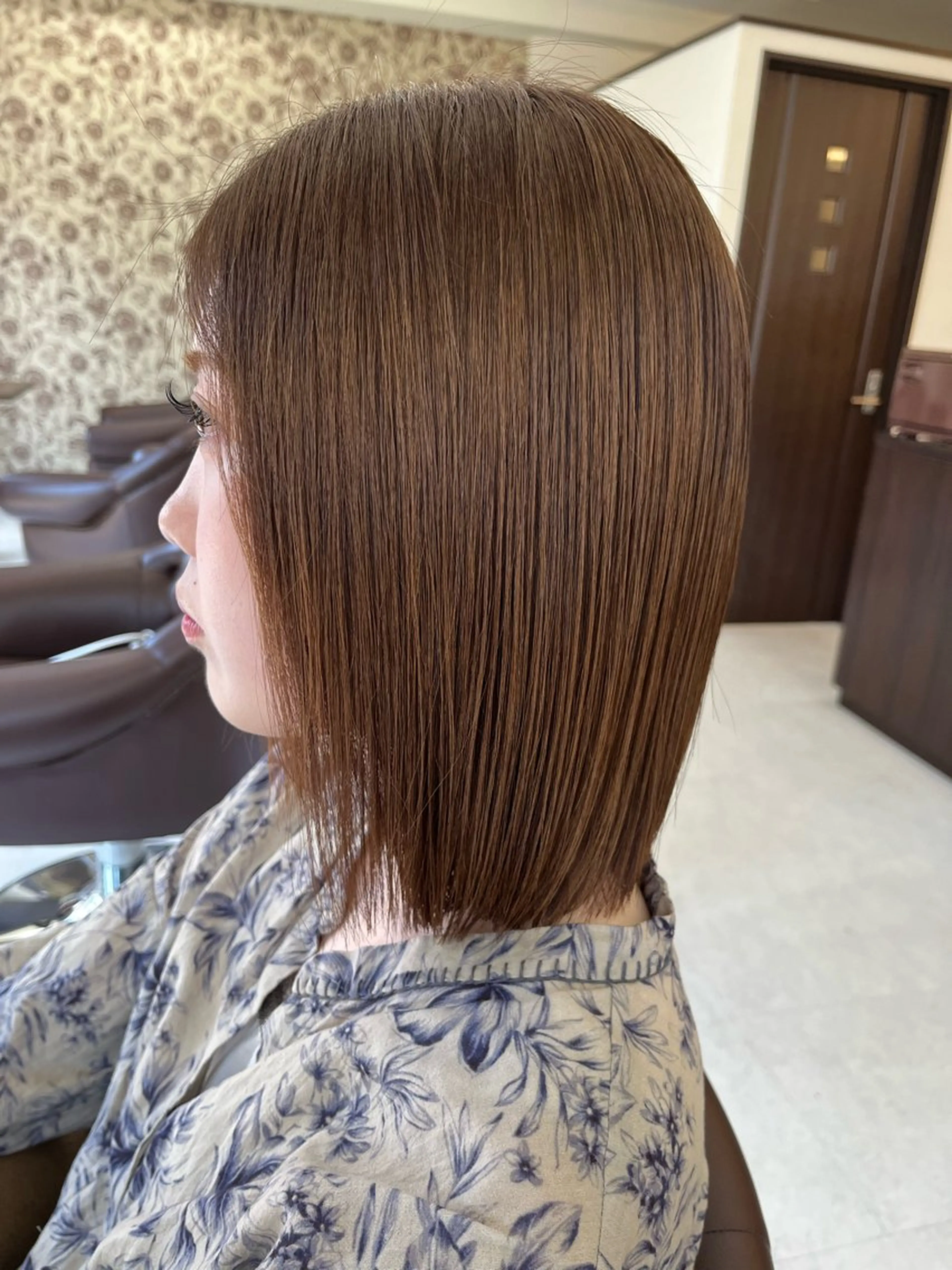 ミディアム ボブ カット ヘアカラー 樋口智士/倉敷/中庄 /縮毛矯正/髪質改善のヘアスタイル