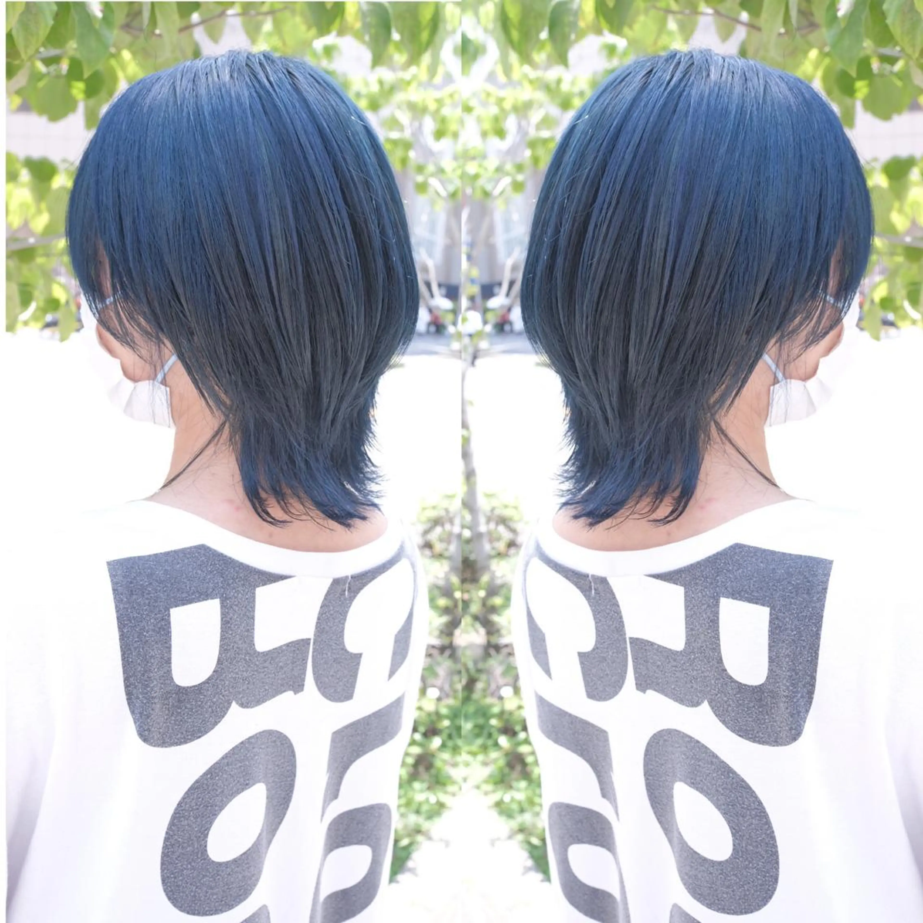 ショート カラー ヘアアレンジ ブルーカラー ネイビーカラー ウルフカット カット トリートメント 竹内啓太 ボブのヘアスタイル