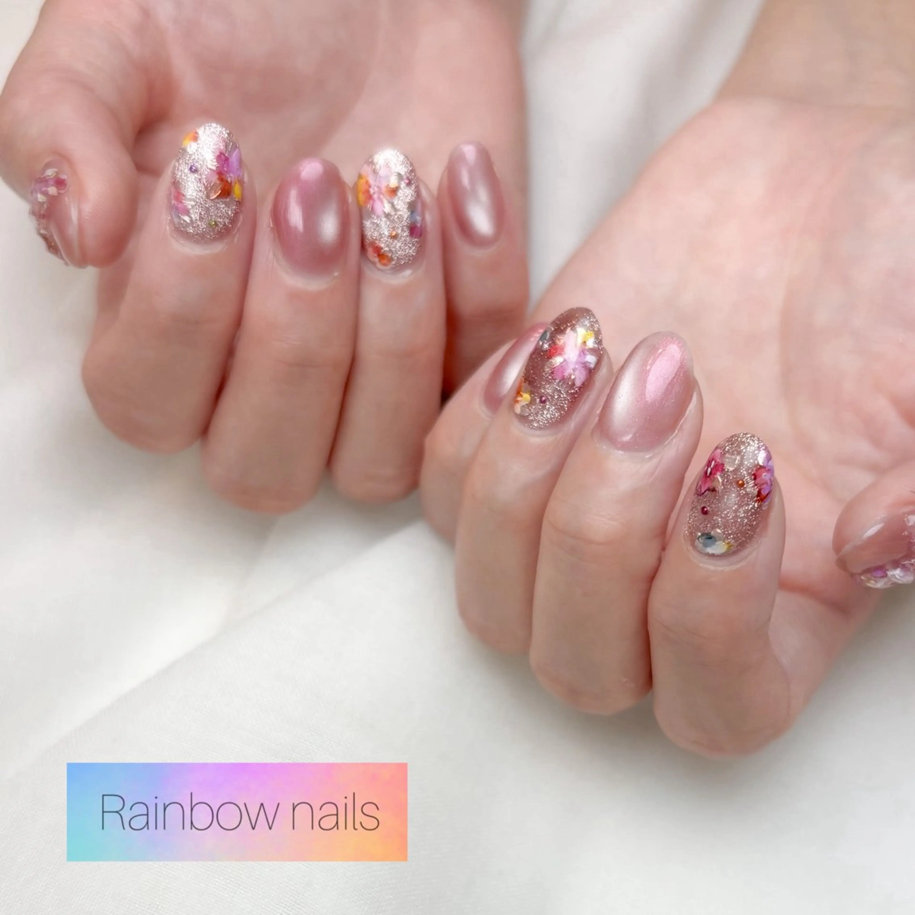 ネイル ハンドネイル Rainbow nailsくろちゃんのネイルデザイン