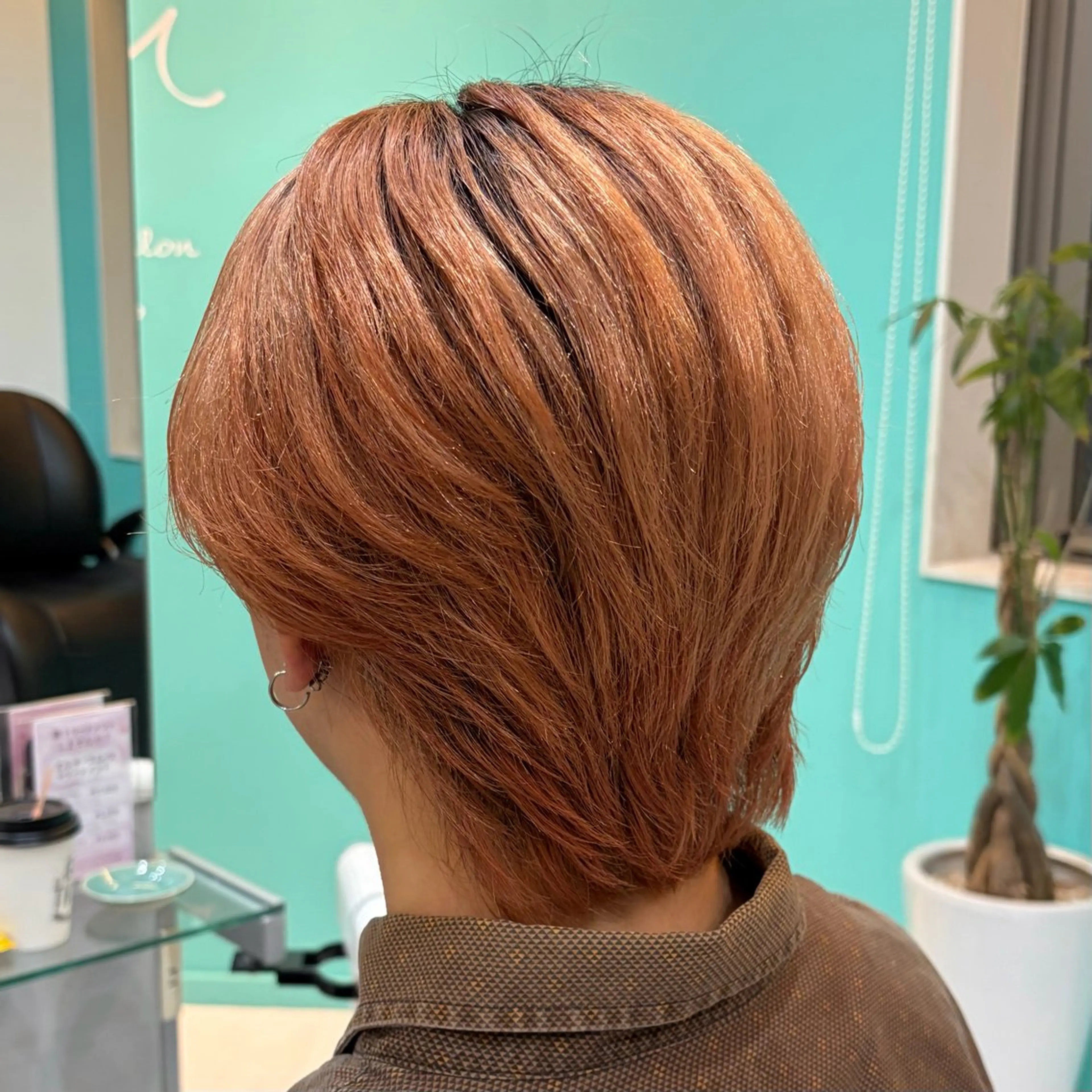 ショート カラー メンズ オレンジ ピンクカラー カット ヘアカラー トリートメント デザインカラー/ ボブ/Natsukiのヘアスタイル