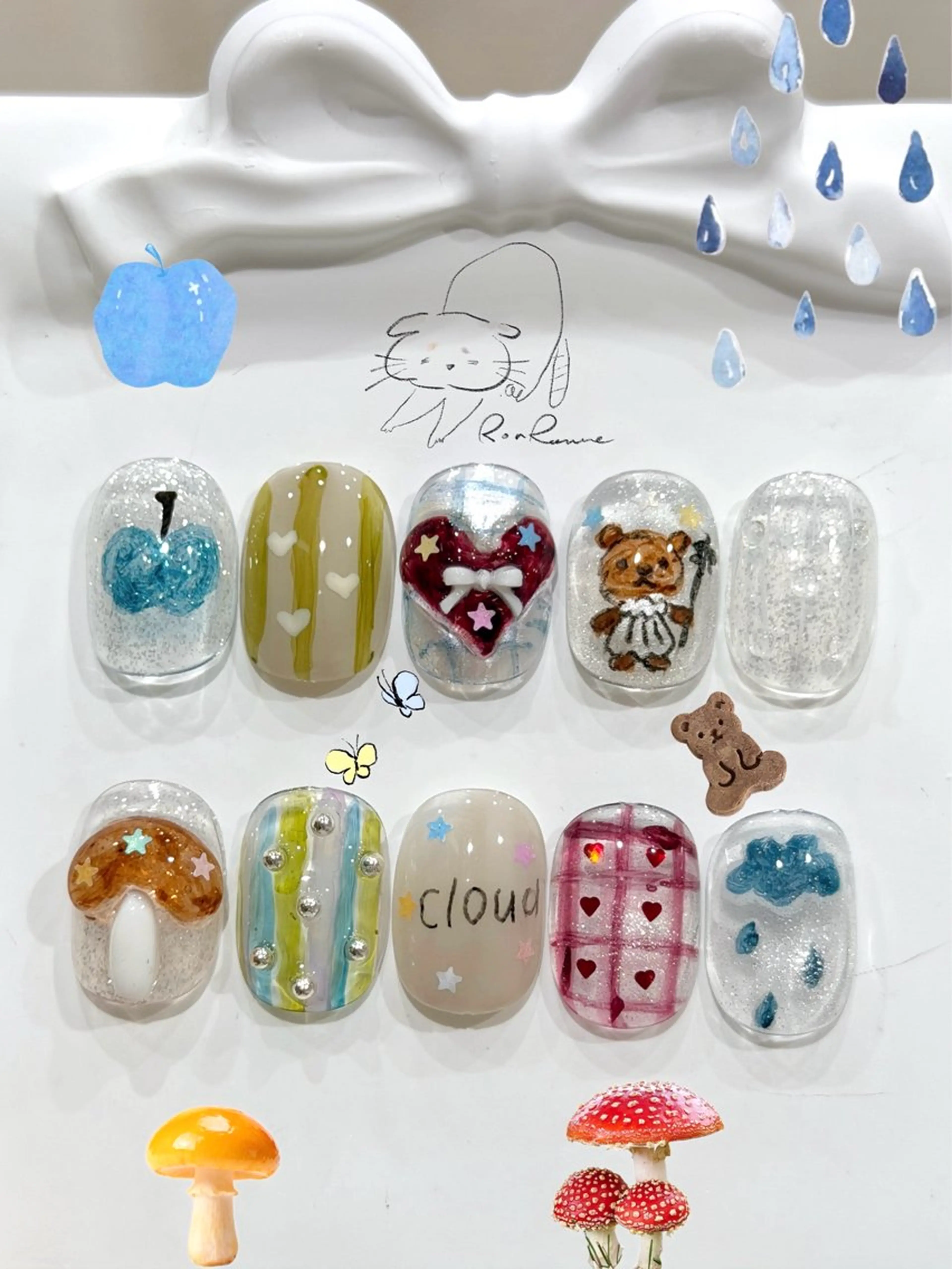 ネイル オーロラネイル 長さ出し フレンチネイル ジェルネイル ミラーネイル ハンドネイル ronronne .のネイルデザイン