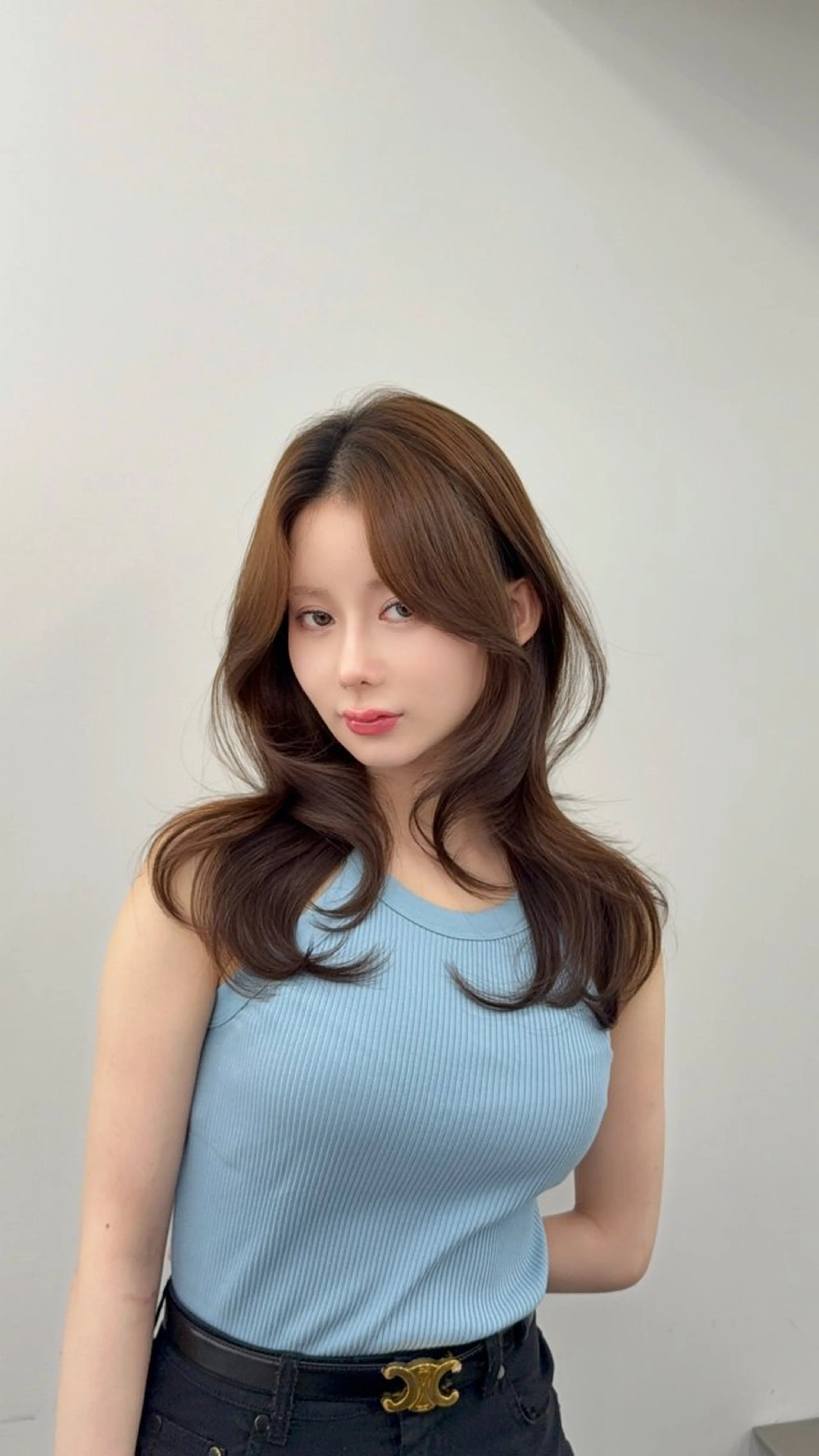 ロング カラー 小顔カット カット ヘアカラー トリートメント 韓国ヘア/レイヤー/ 顔まわり足立遥奈のヘアスタイル