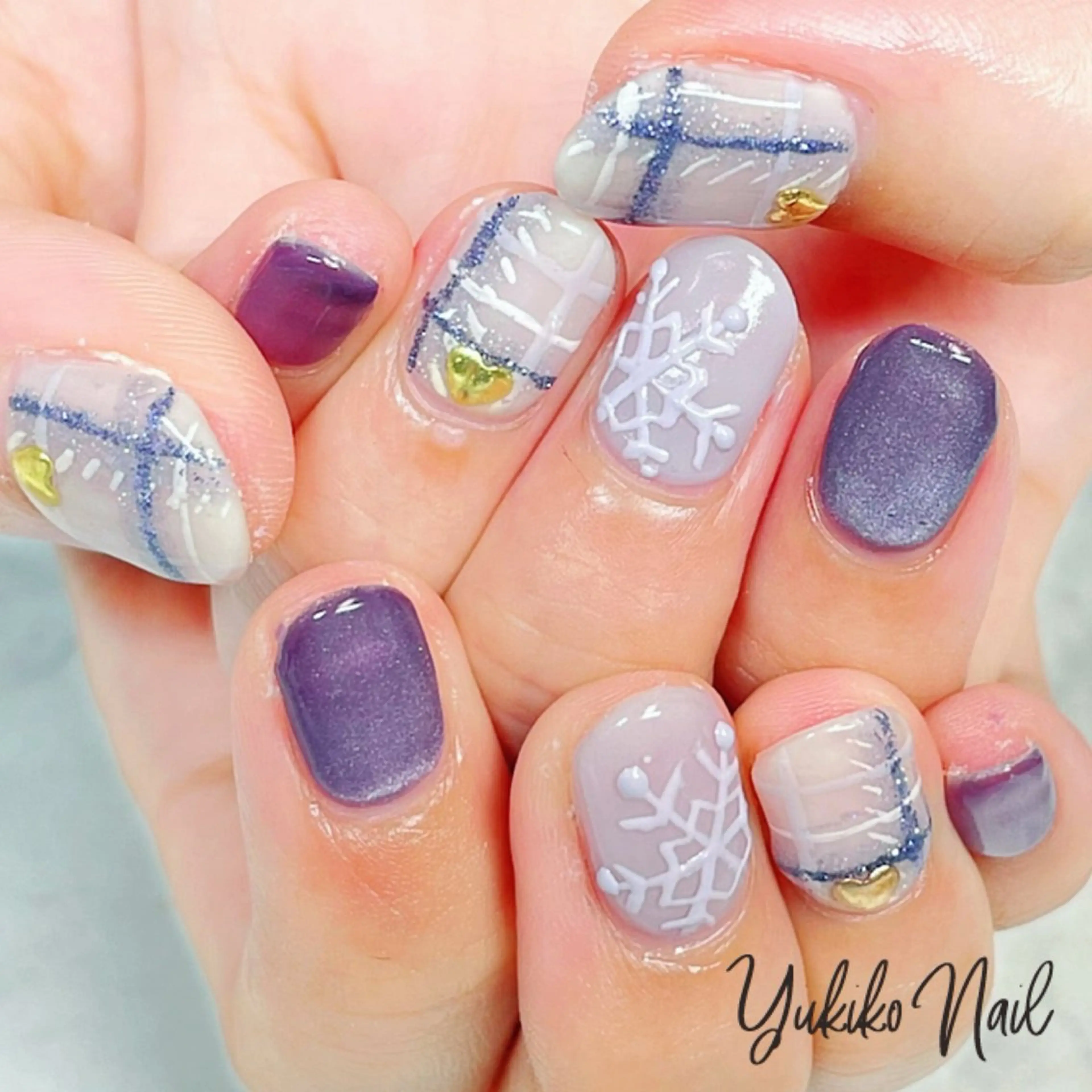 ネイル マグネットネイル 冬ネイル ハンドネイル ユキコ ネイルのネイルデザイン
