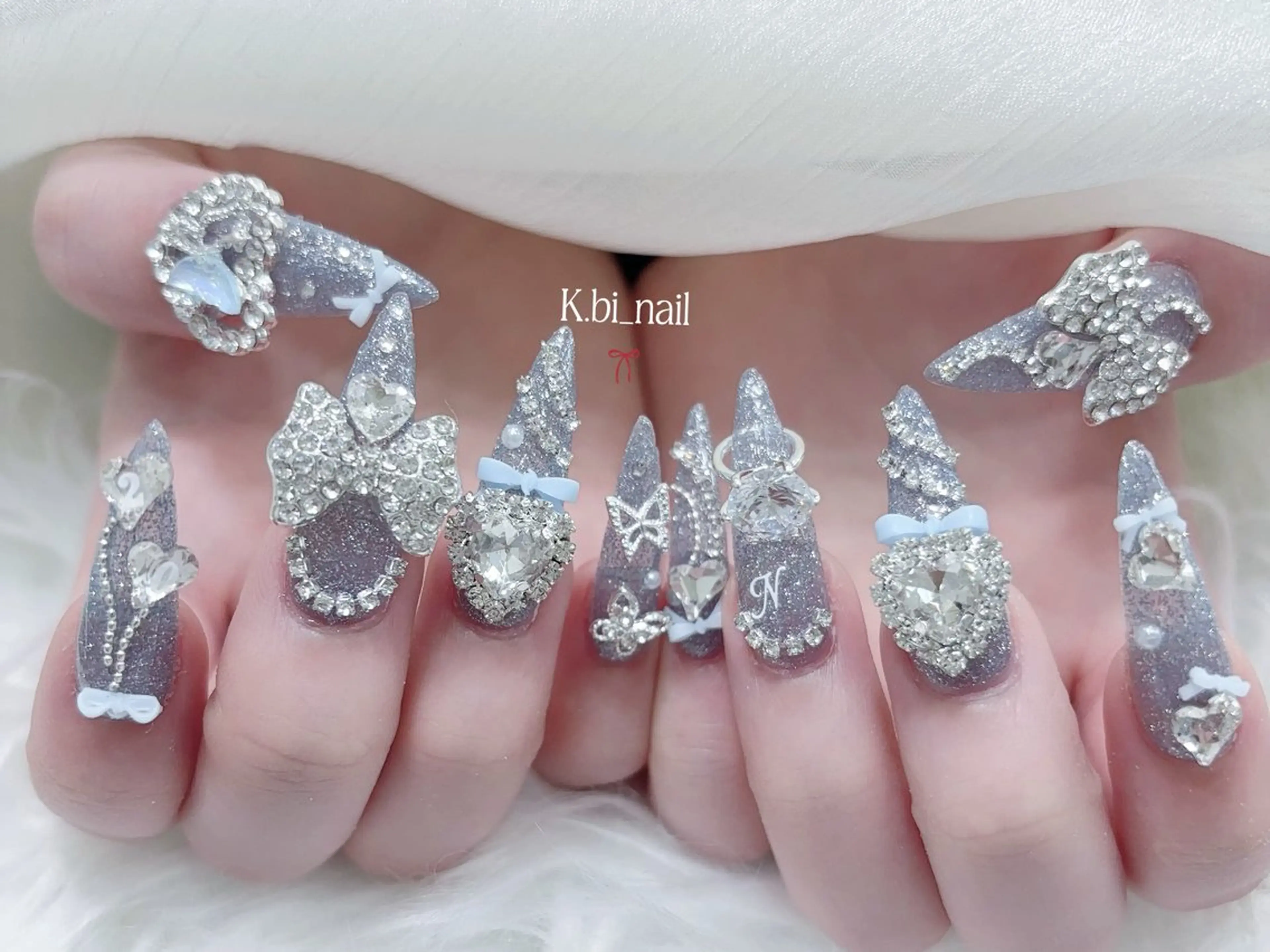 ネイル 成人式 ハンドネイル K.bi_nail ネイル長さ出し専門店のネイルデザイン