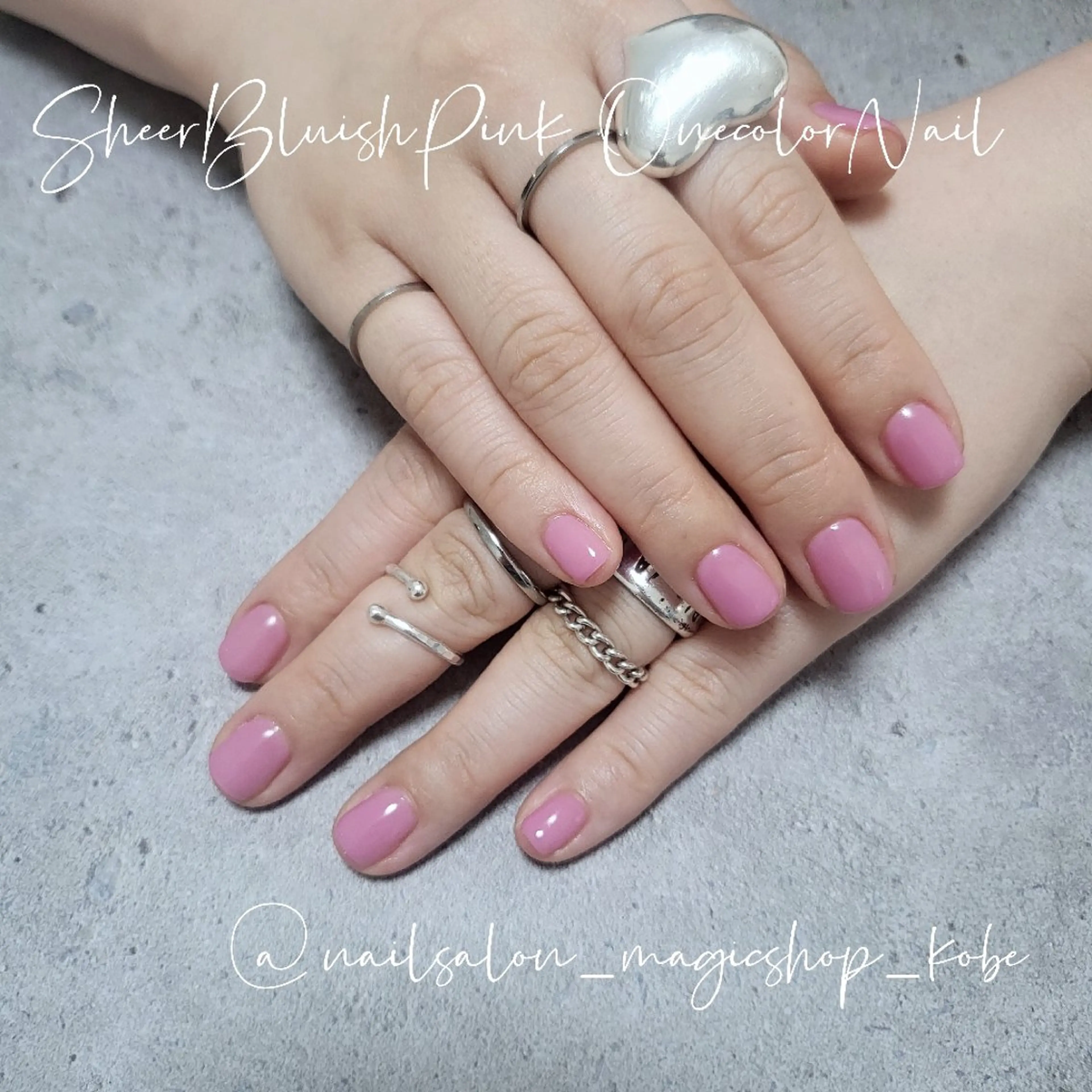 ネイル ブルー ジェルネイル ワンカラーネイル ピンク シルバー ハンドネイル Nailsalon MagicShopのネイルデザイン