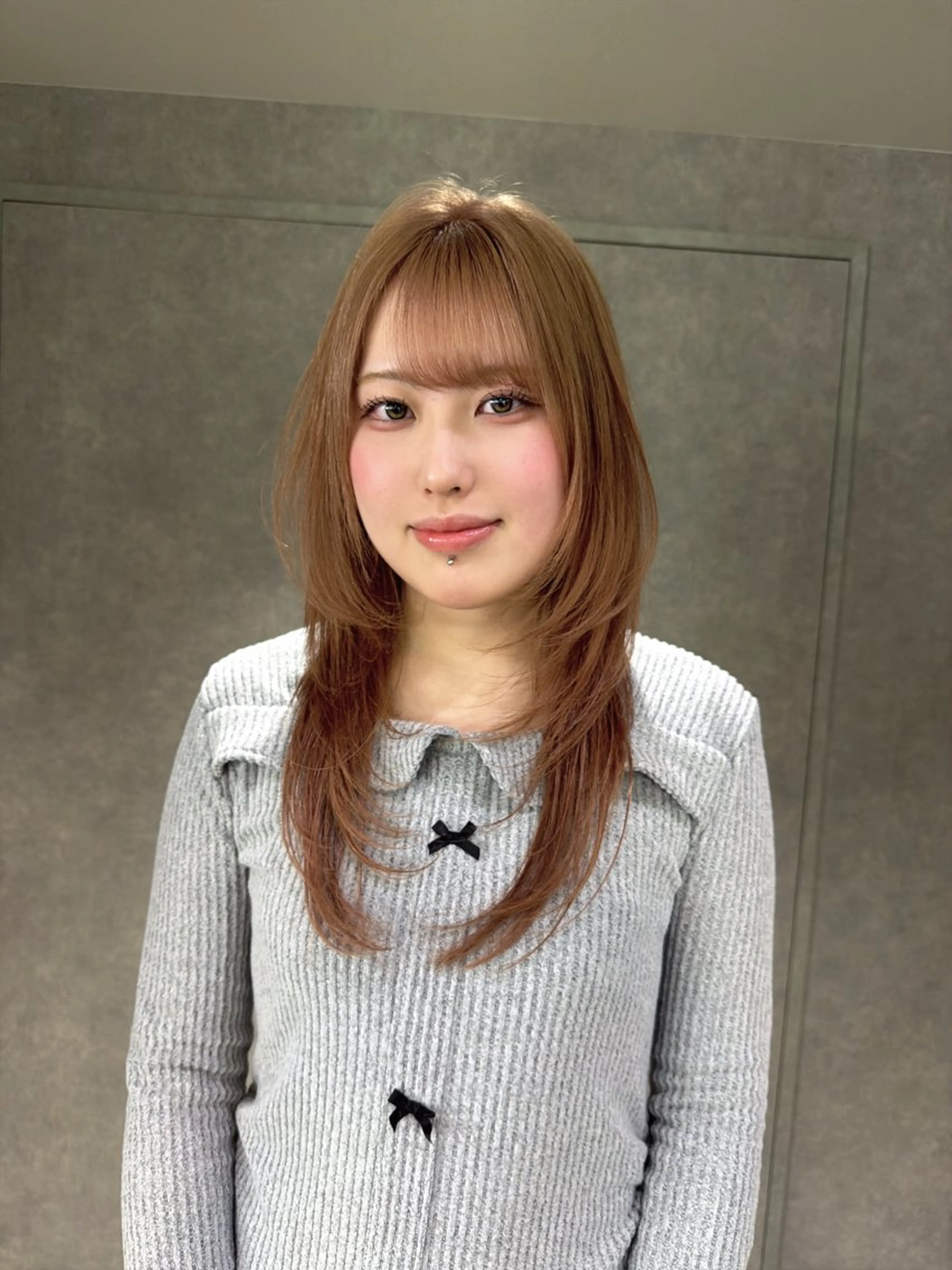 ロング カラー ベージュカラー ハッシュカット カット ヘアカラー yu-kaハッシュ カット/韓国レイヤーのヘアスタイル