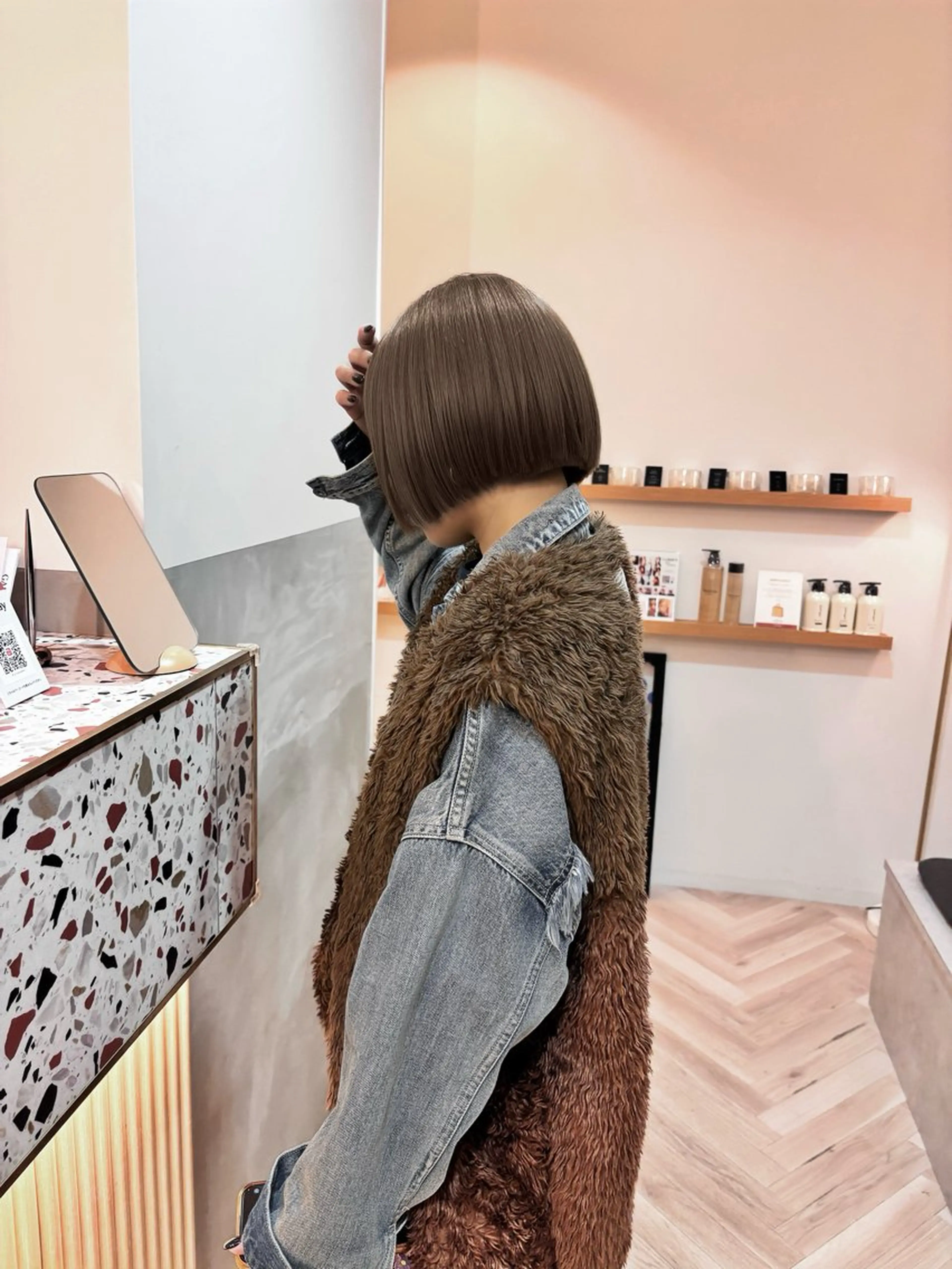 カラー ベージュカラー ヘーゼル ヘアカラー ヘーゼルベージュ/ 赤み消し/はるのヘアスタイル