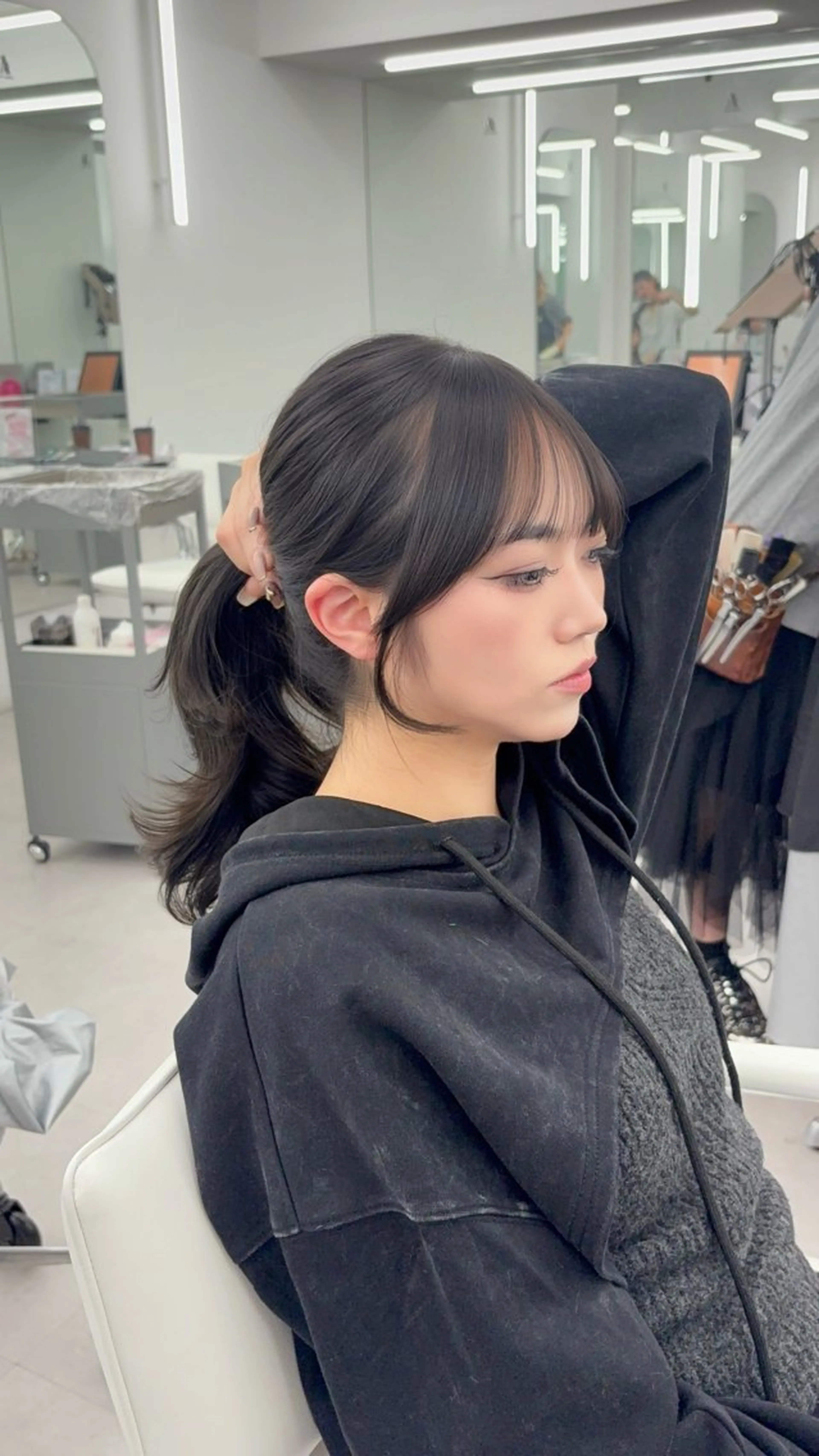 セミロング カラー レイヤーカット 小顔カット カット ヘアカラー トリートメント 韓国ヘア/レイヤー/ 顔まわり足立遥奈のヘアスタイル