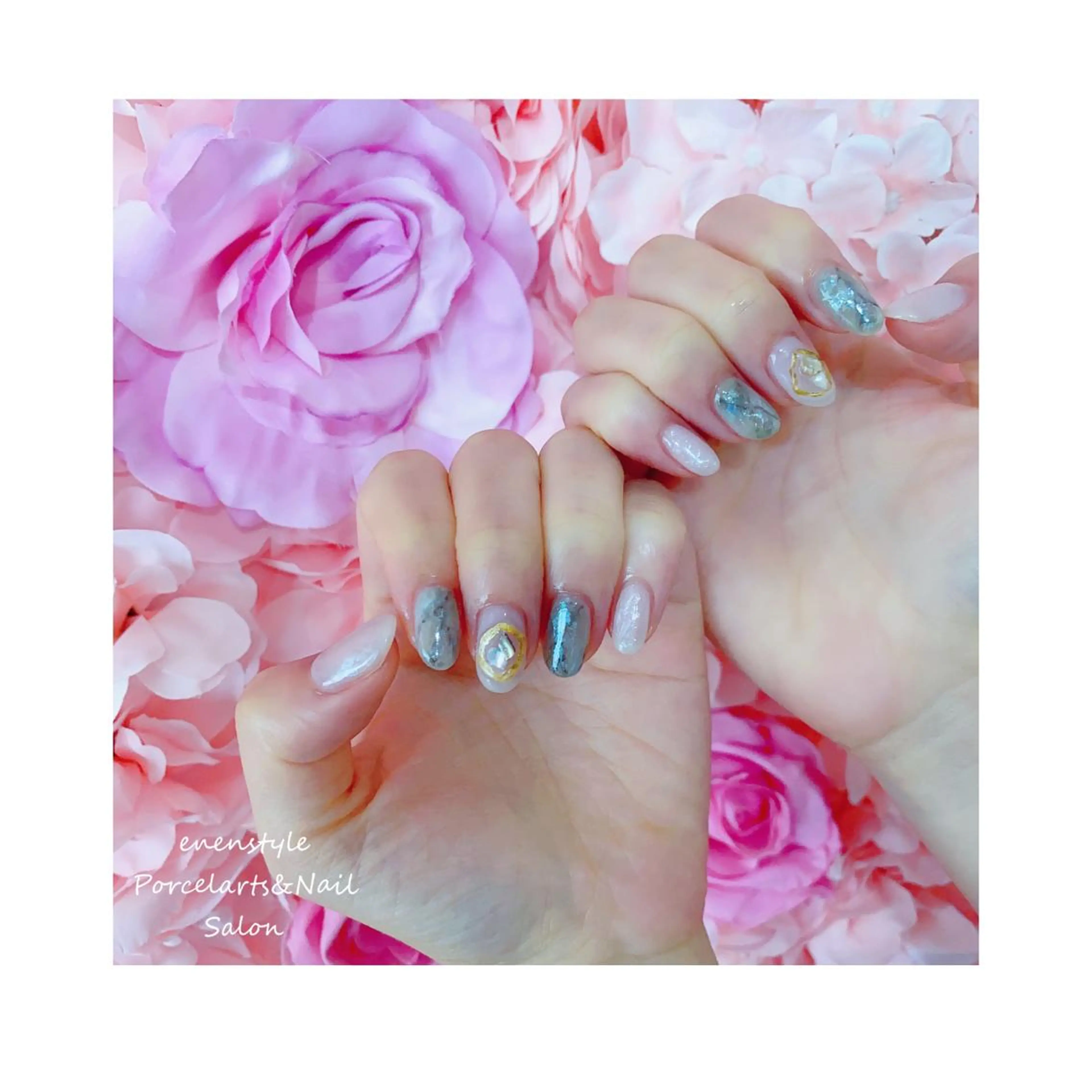 ミディアム ネイル ジェルネイル ニュアンスネイル オフィスネイル ワンカラーネイル パラジェル ハンドネイル 👑enen style👑のネイルデザイン