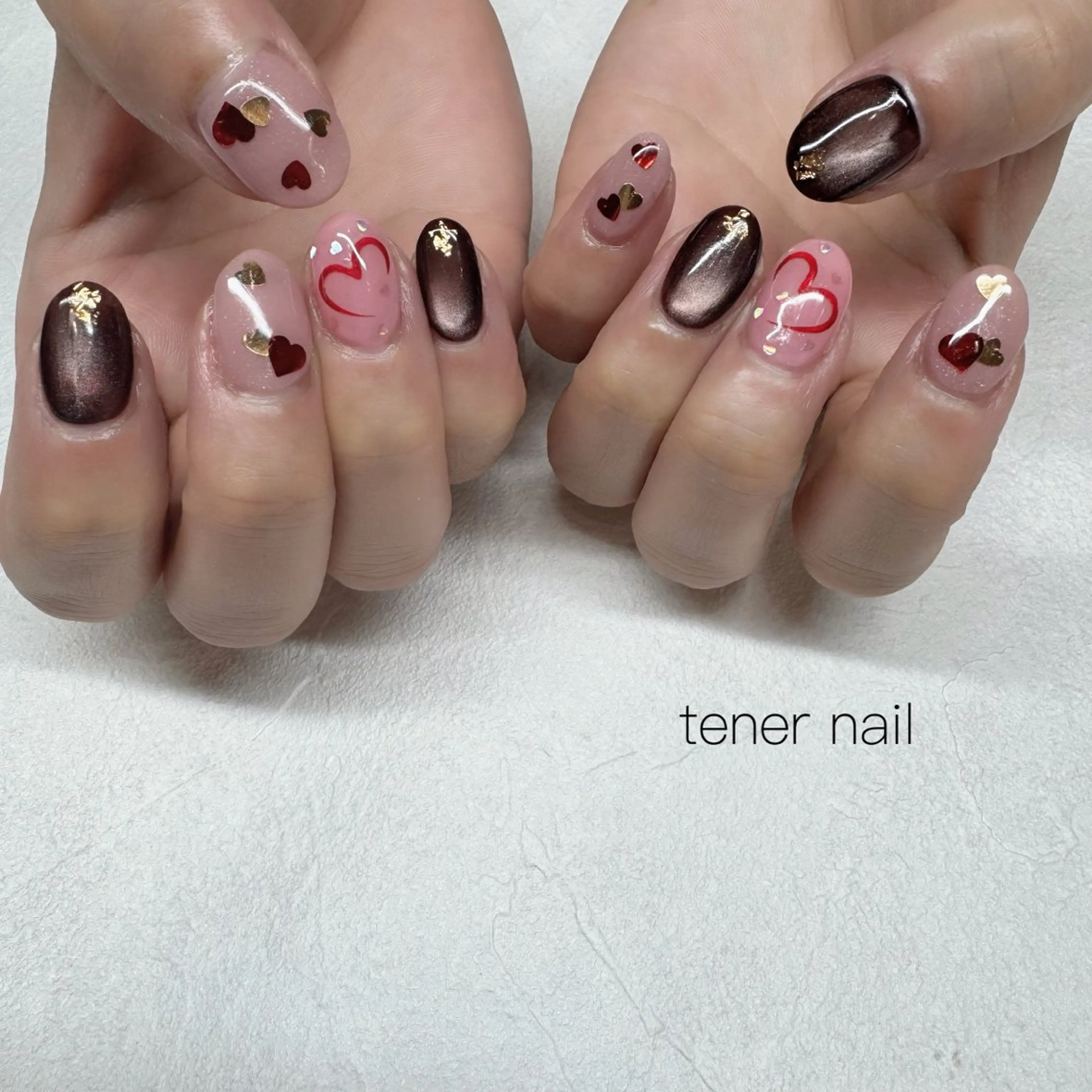 ネイル ハート ハンドネイル tener  nail  テネルネイル所属・テネルネイル tener nailのネイルデザイン