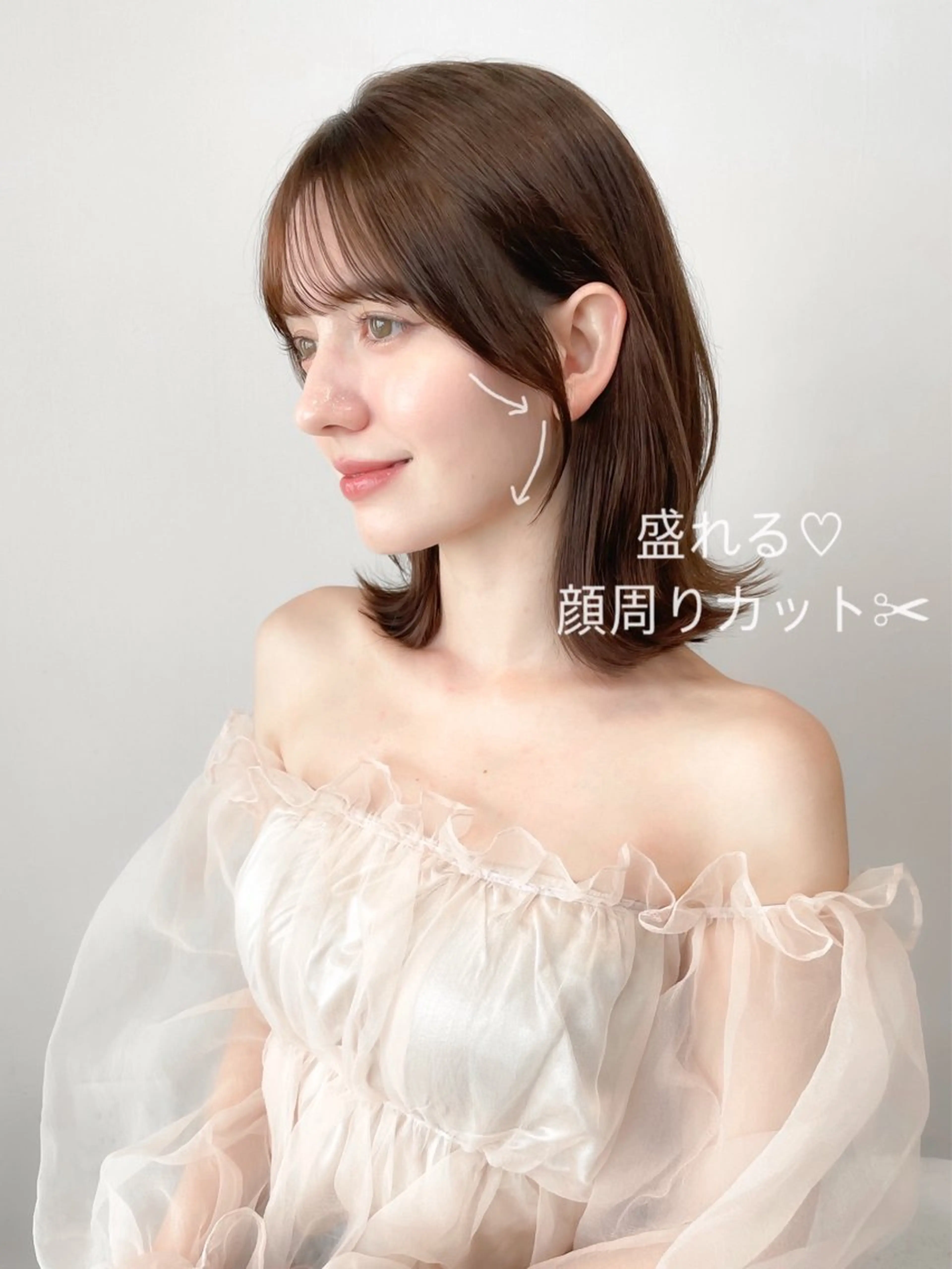 ミディアム カラー バレイヤージュ ベージュカラー ブリーチ ケアブリーチ ダブルカラー カット ヘアカラー ミディアム/顔周り/ ベージュ🌼mayuのヘアスタイル