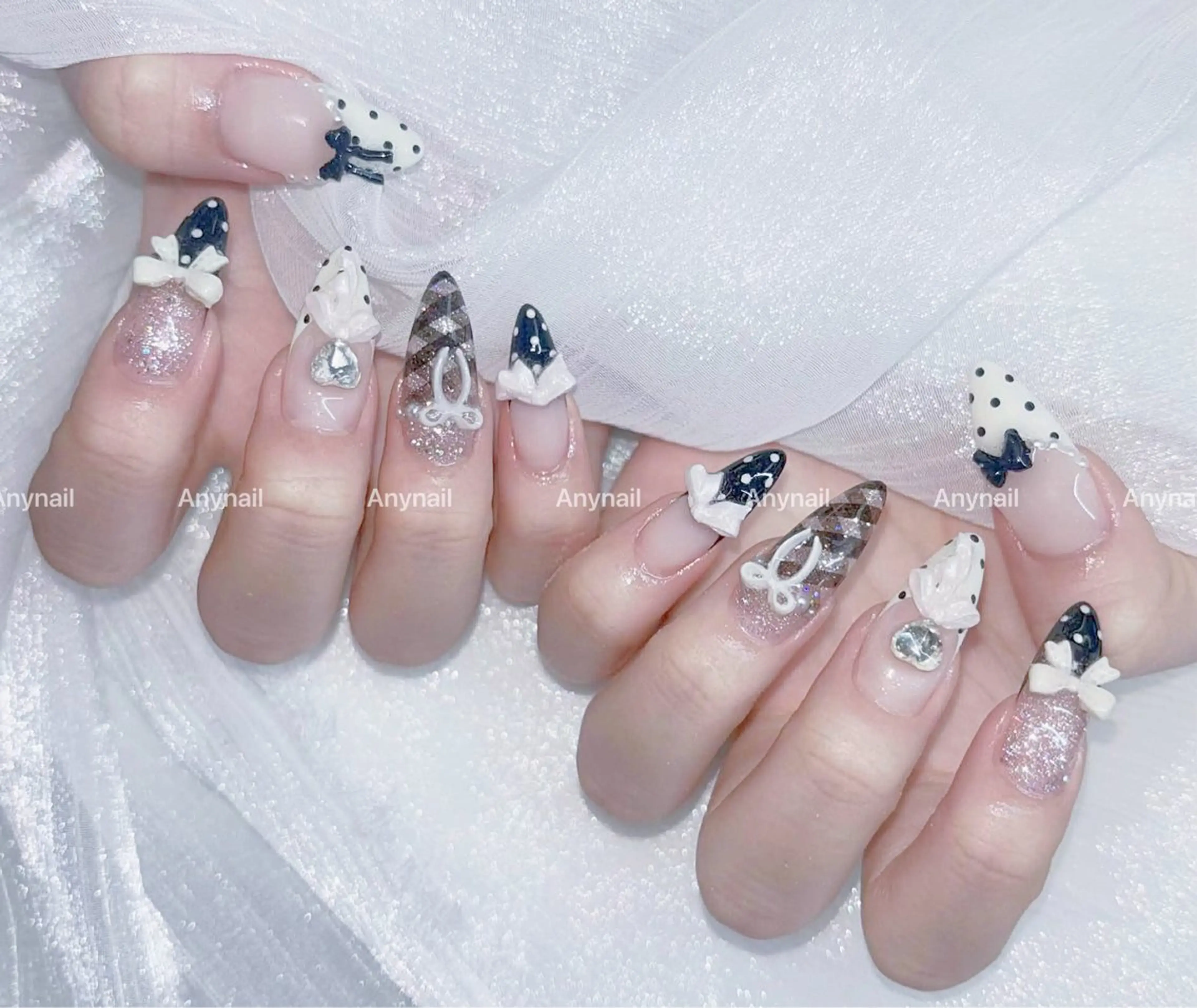 ネイル チークネイル 長さ出し フレンチネイル ジェルネイル 韓国ネイル ハンドネイル Any nail新大久保店のネイルデザイン