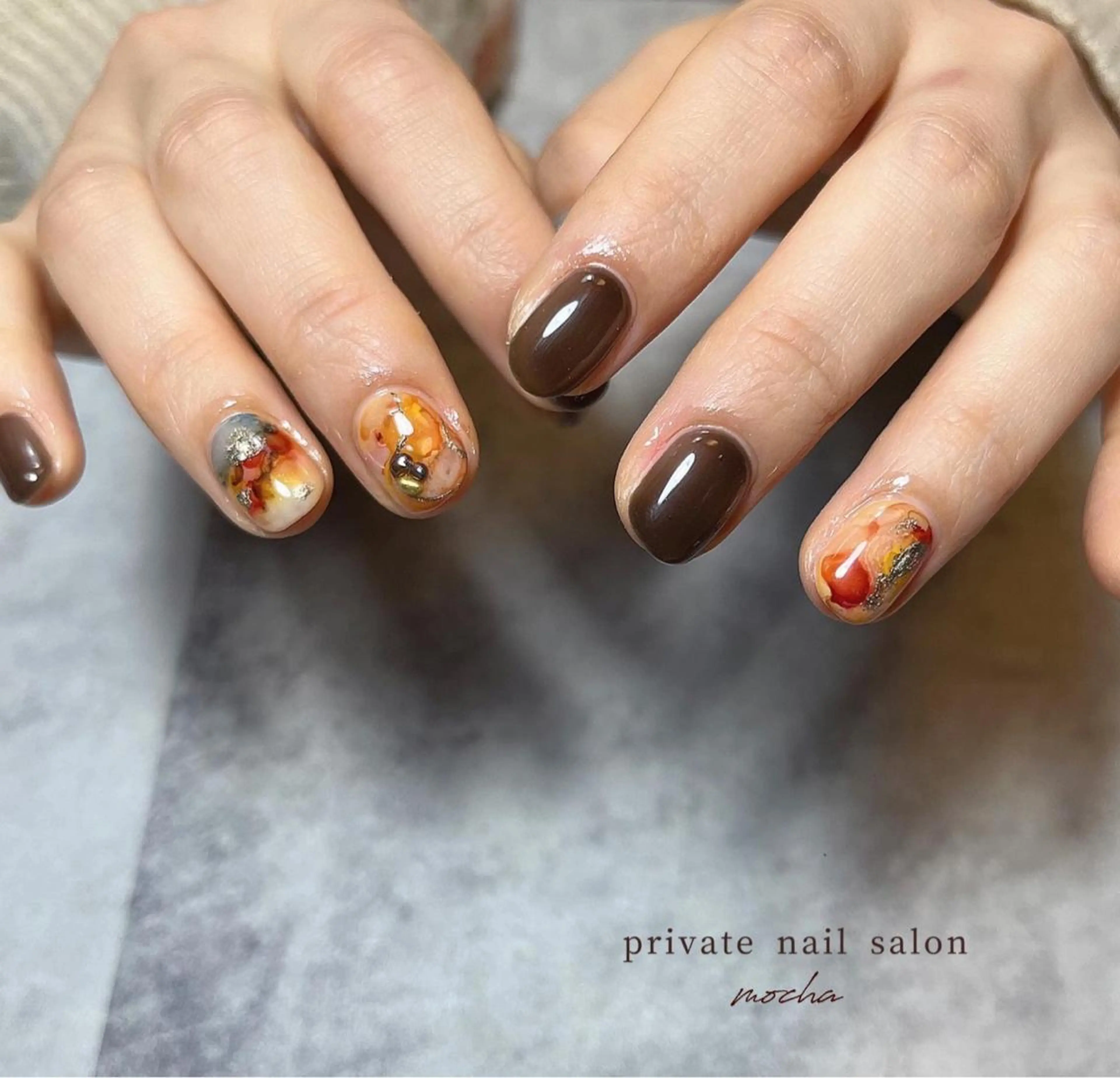 ネイル アートネイル カジュアル チークネイル フレンチネイル ジェルネイル mocha nailのネイルデザイン