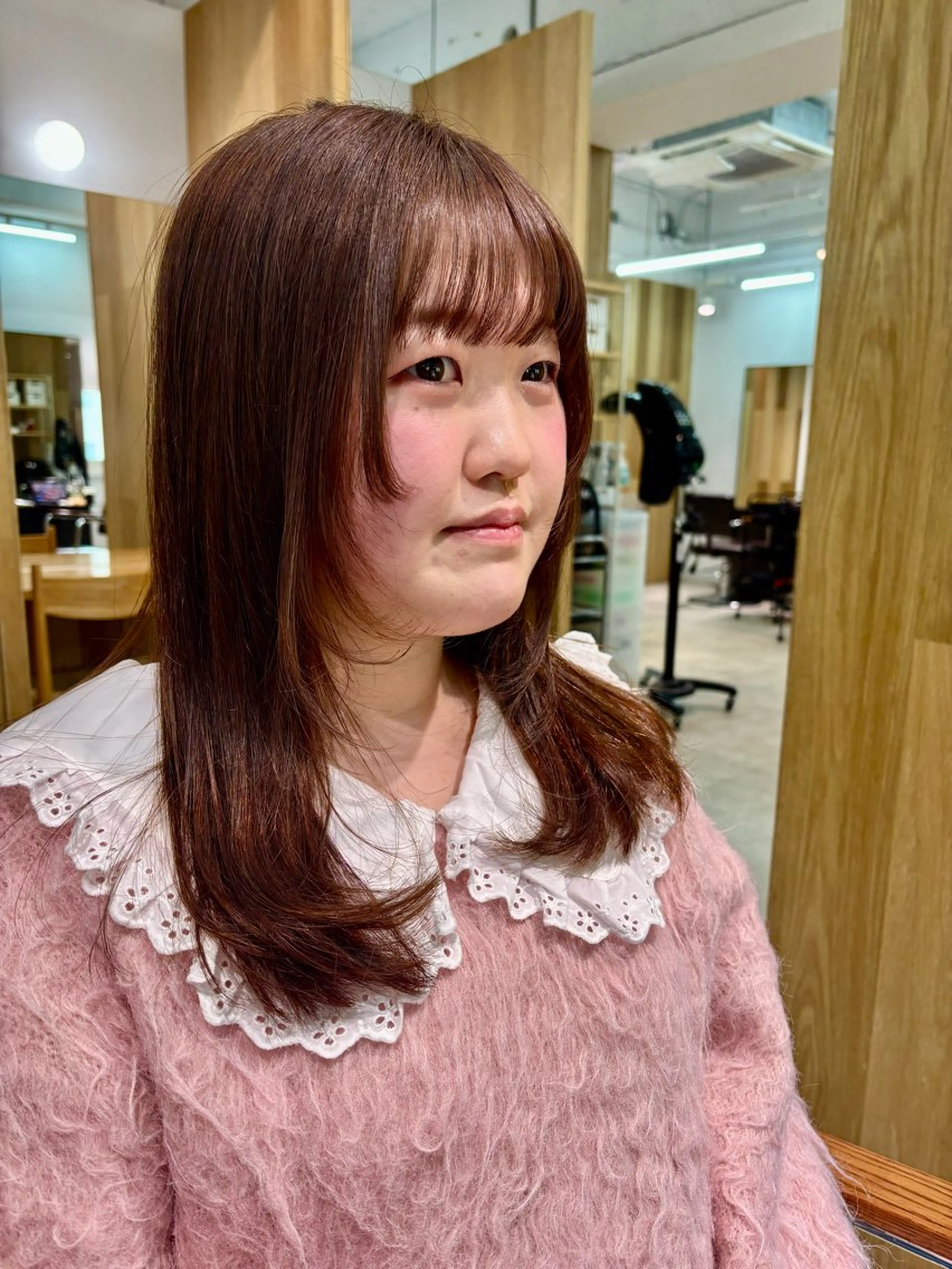 ロング カラー ブラウンカラー ピンクカラー 顔周りカット natsu fujinoのヘアスタイル