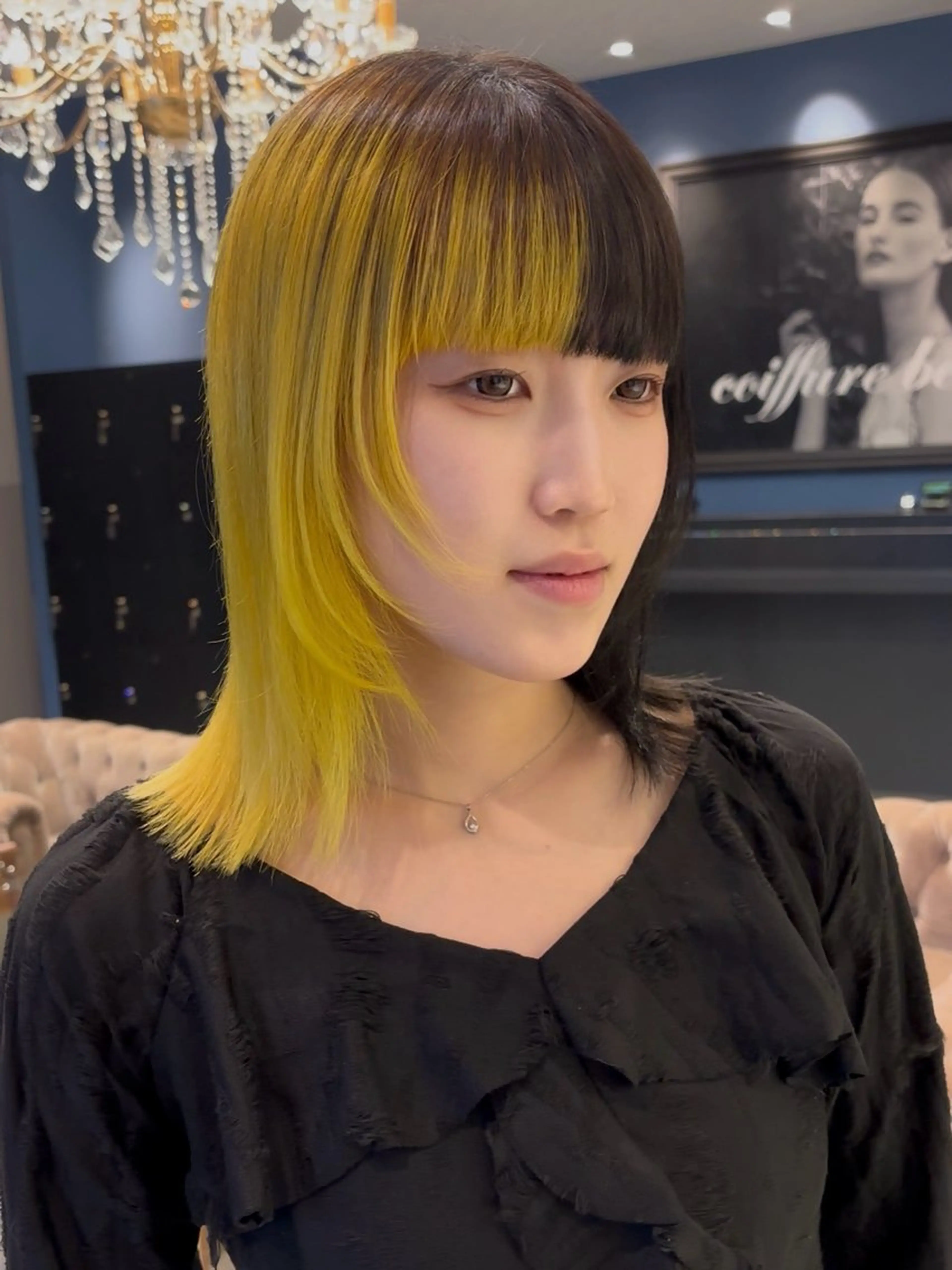 ミディアム カラー 顔まわりレイヤー 顔周りカット レイヤーカット 松原香乃 撮影モデル募集のヘアスタイル