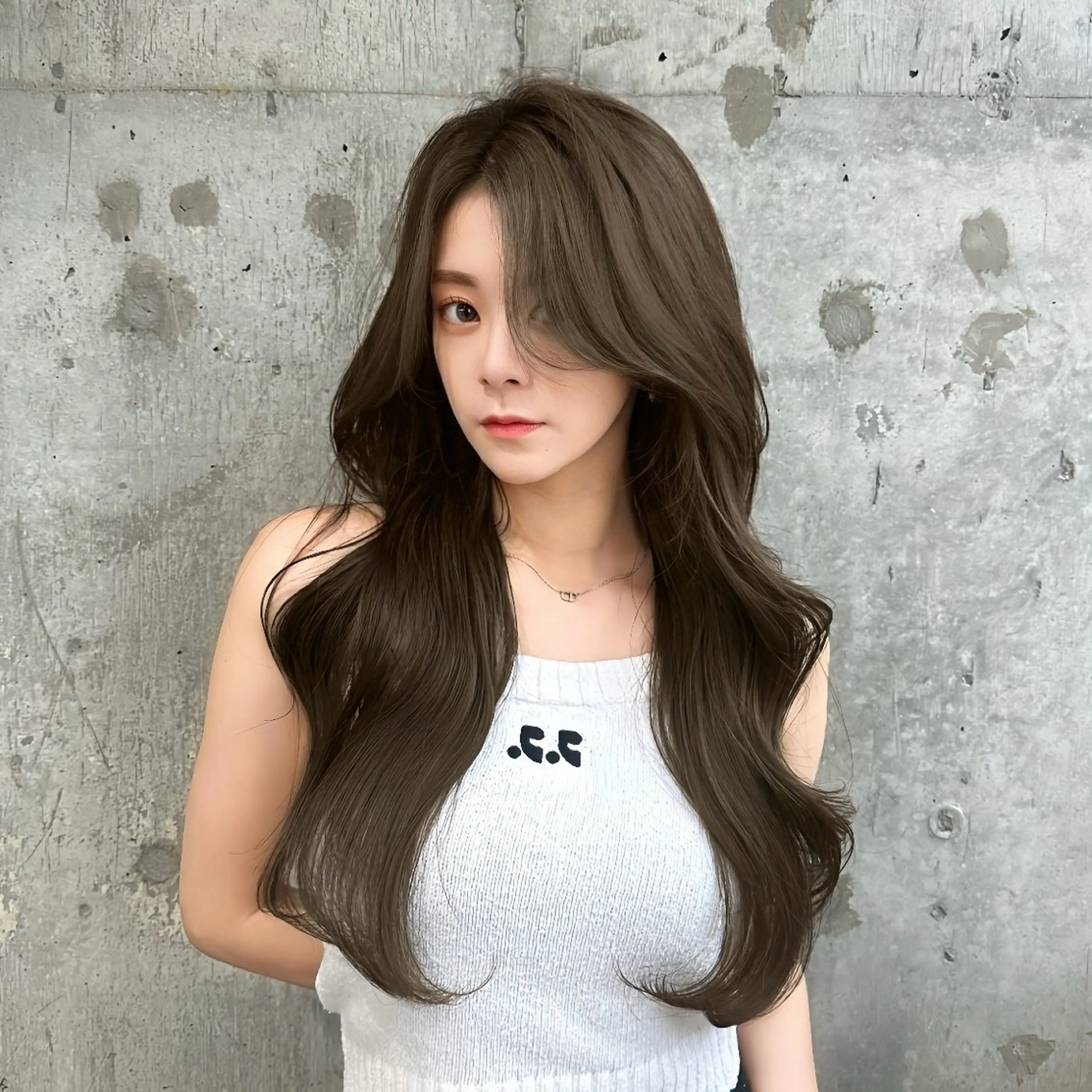 ロング カラー グレージュ 髪質改善 韓国風ヘア カット ヘアカラー トリートメント ヘッドスパ 髪質改善/韓国ヘア レイヤー/新宿/ロミのヘアスタイル