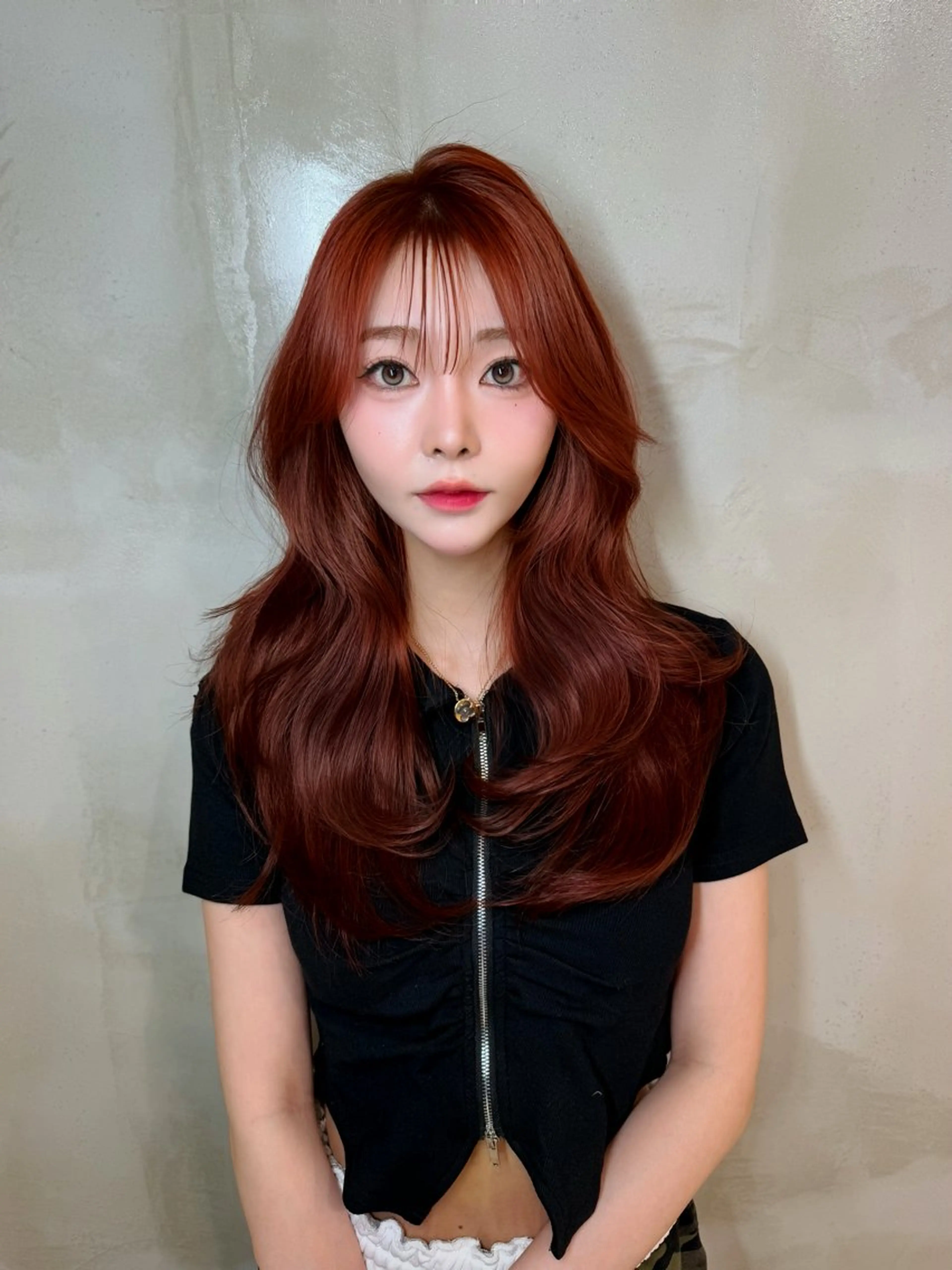 ロング カット ヘアカラー 韓国ヘア🇰🇷 YURIYAのヘアスタイル