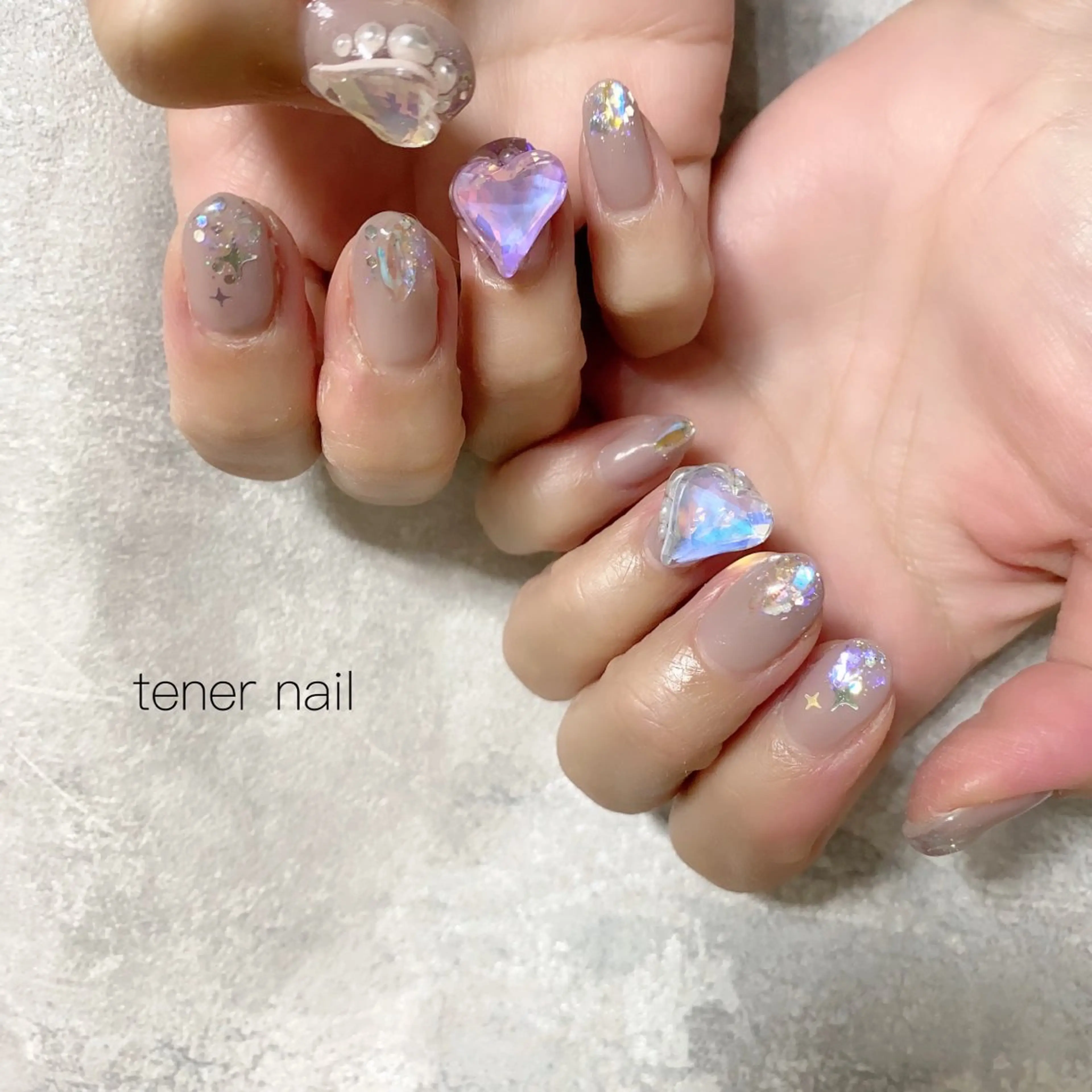 ネイル オーロラネイル ハート ハンドネイル テネルネイル tener nailのネイルデザイン