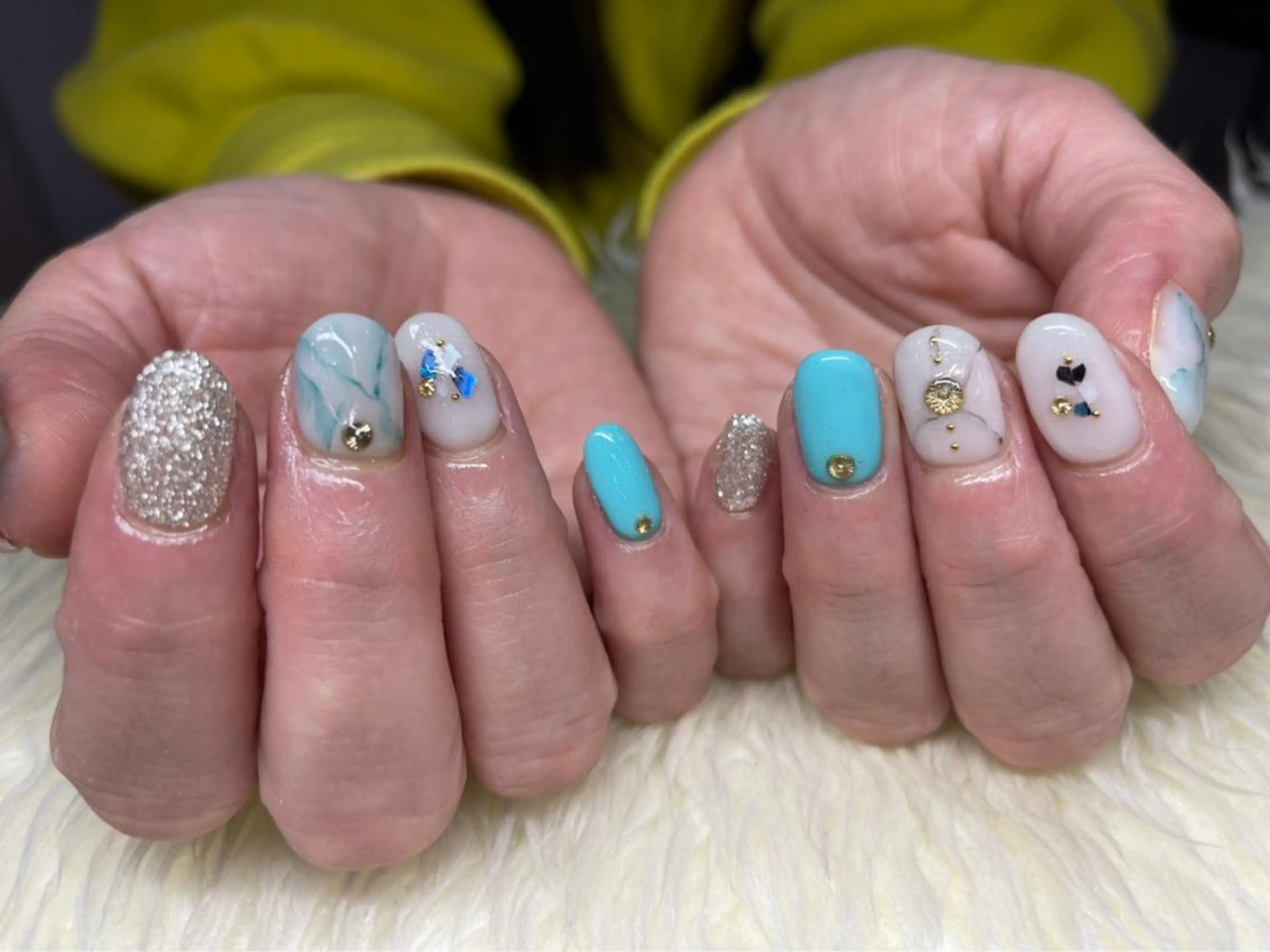 ネイル 長さ出し ジェルネイル 韓国ネイル マグネットネイル 大理石ネイル(マーブル) ハンドネイル Nail&eye Belire 新宿のネイルデザイン