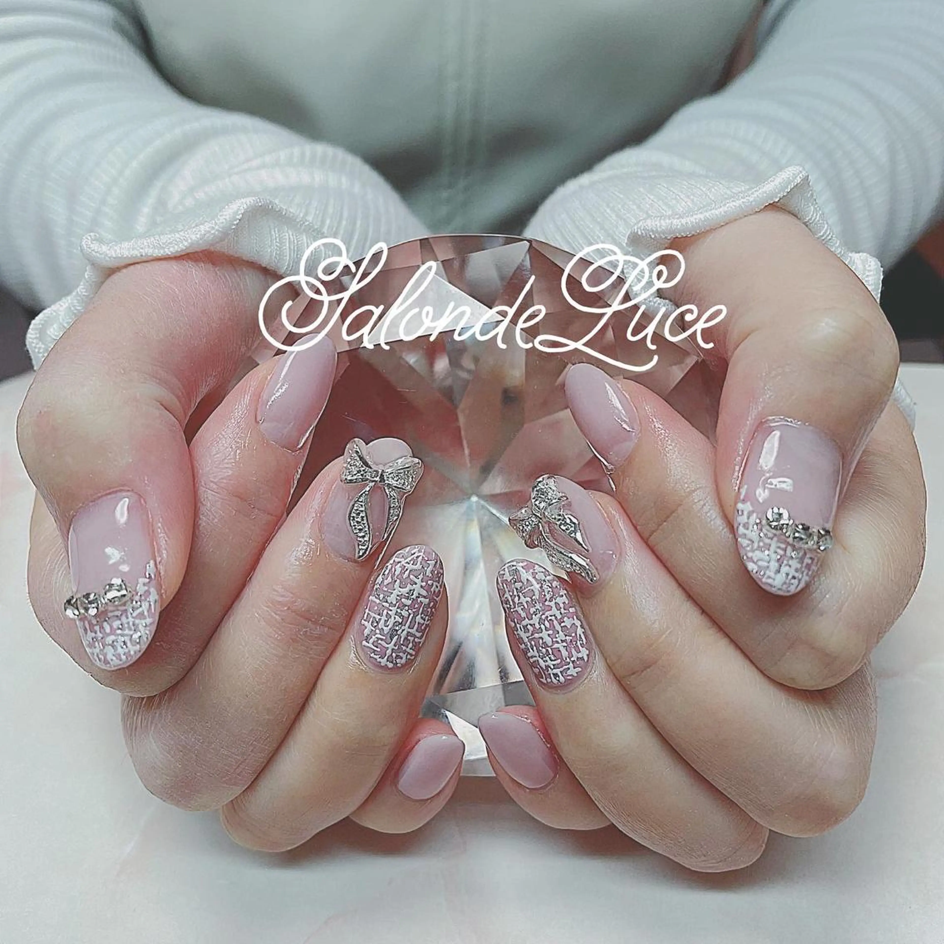 ネイル フレンチネイル ツイードネイル Salon de Luceのネイルデザイン