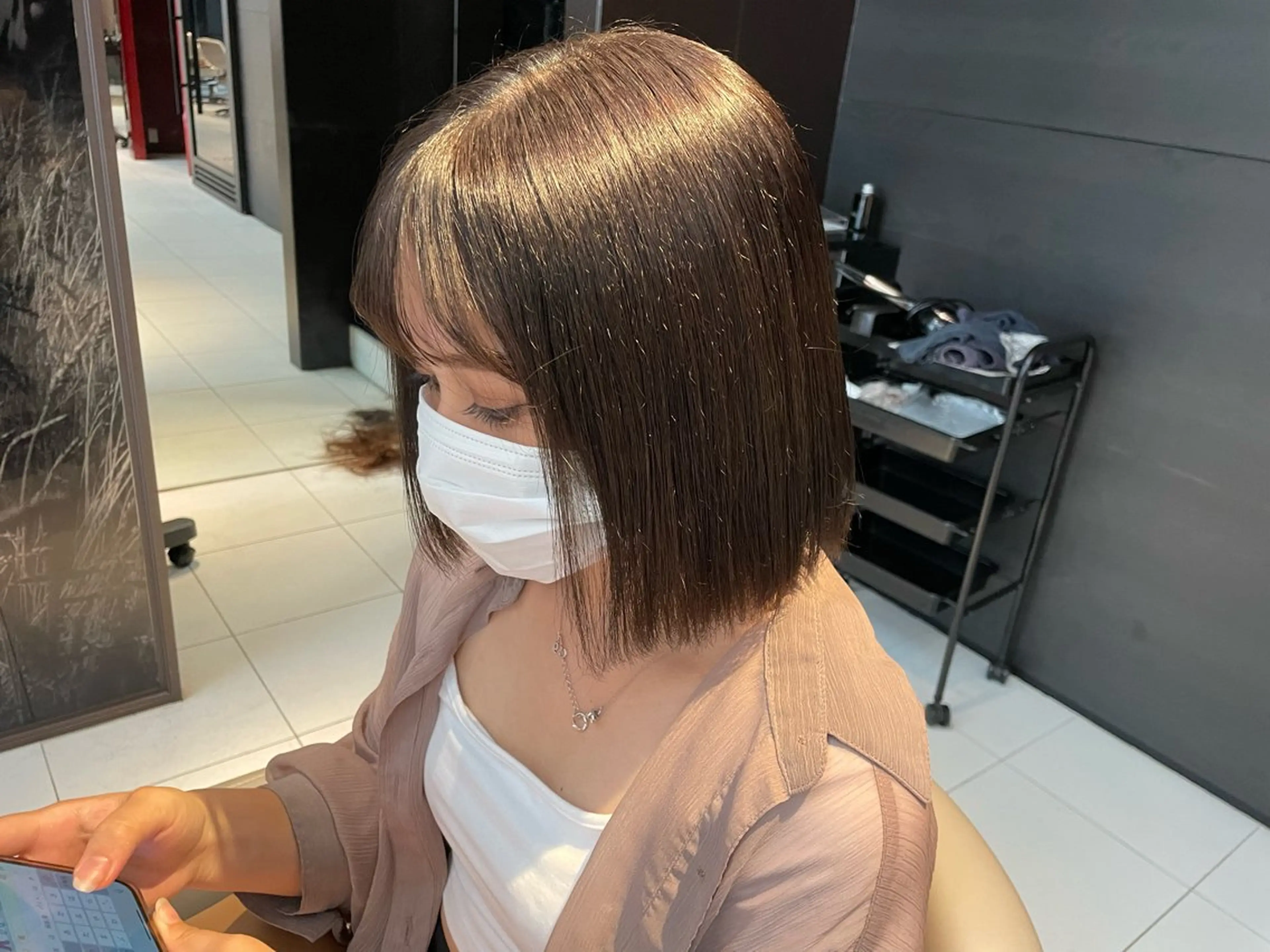 ミディアム カラー パーマ ベージュカラー 赤み消し×透明感 /🌙suwa🌙のヘアスタイル