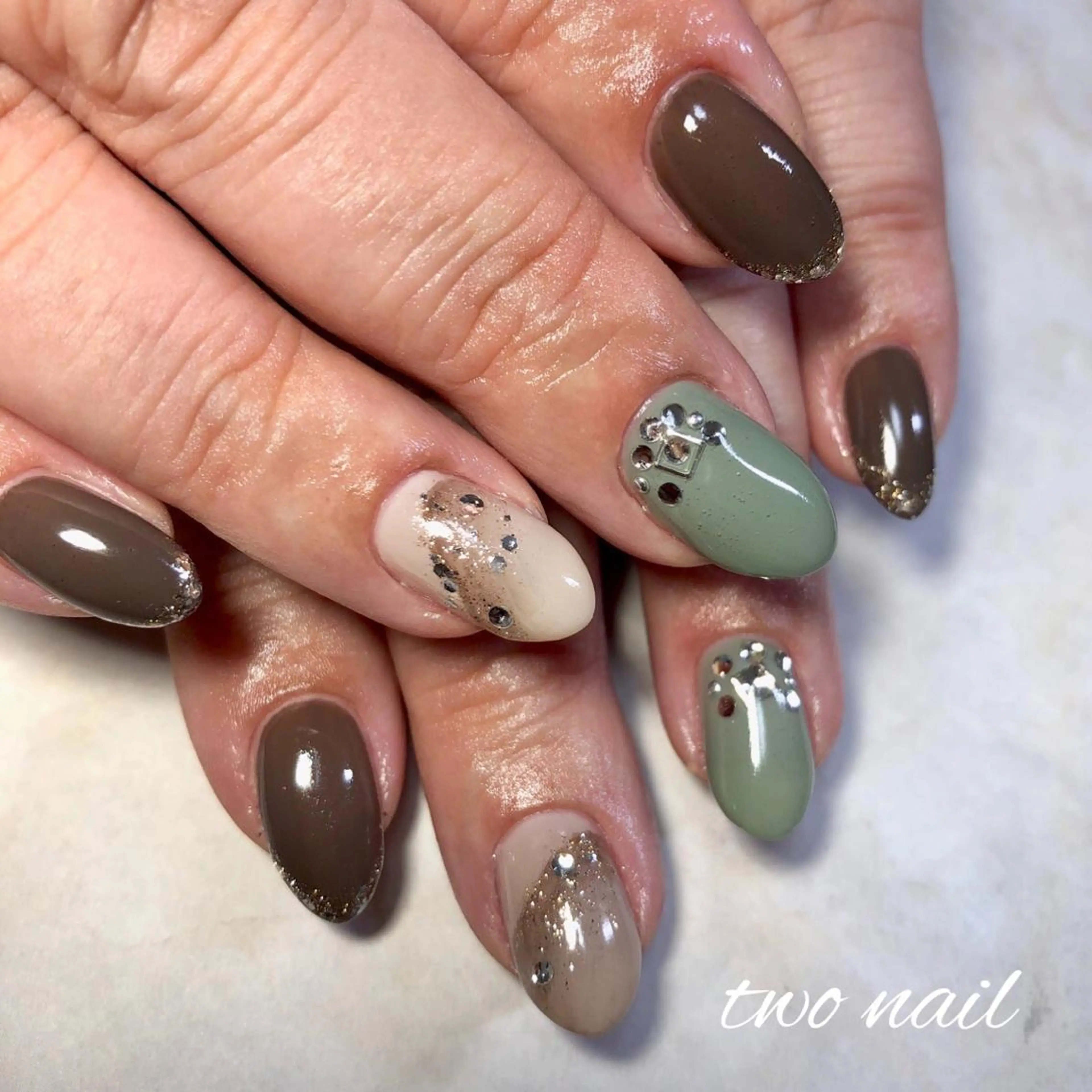 ネイル フットネイル ハート キラキラネイル ラメ(グリッター) two nailのネイルデザイン