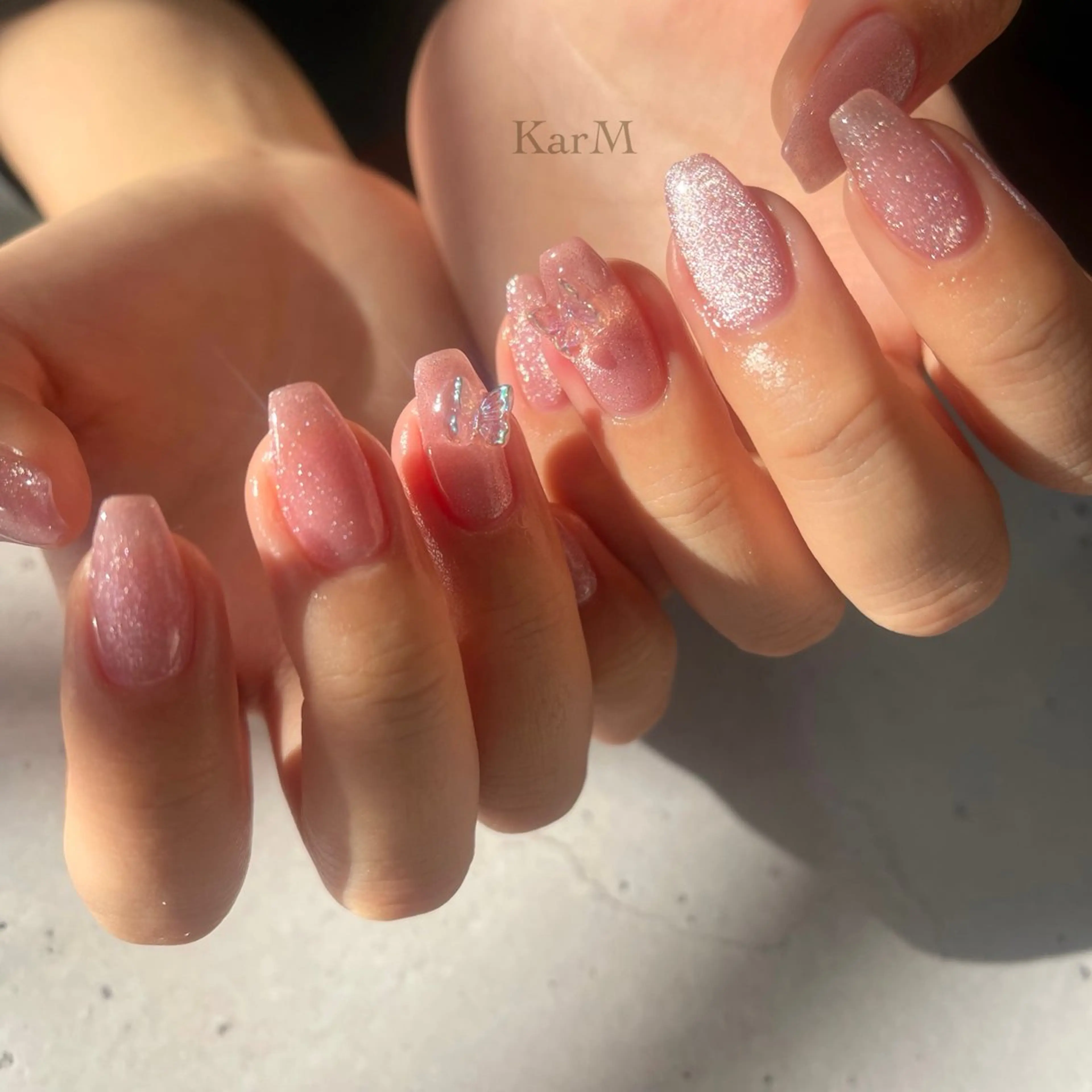 ネイル オーロラネイル チークネイル フラッシュネイル フレンチネイル グラデーション ハンドネイル ogino karinのネイルデザイン