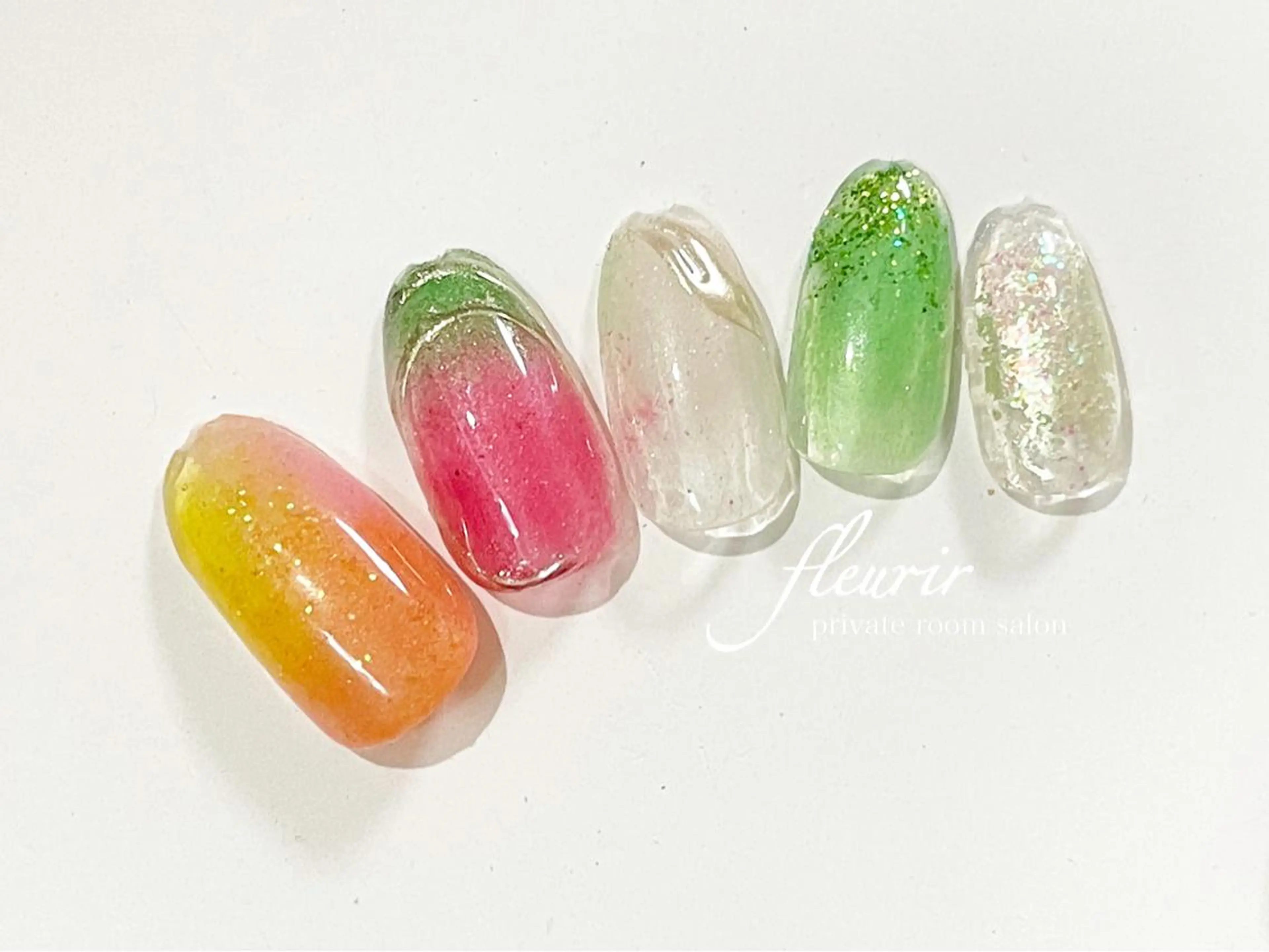 ネイル アートネイル クリアネイル 長さ出し ジェルネイル グラデーション フルリール 【プライベートサロンのネイルデザイン