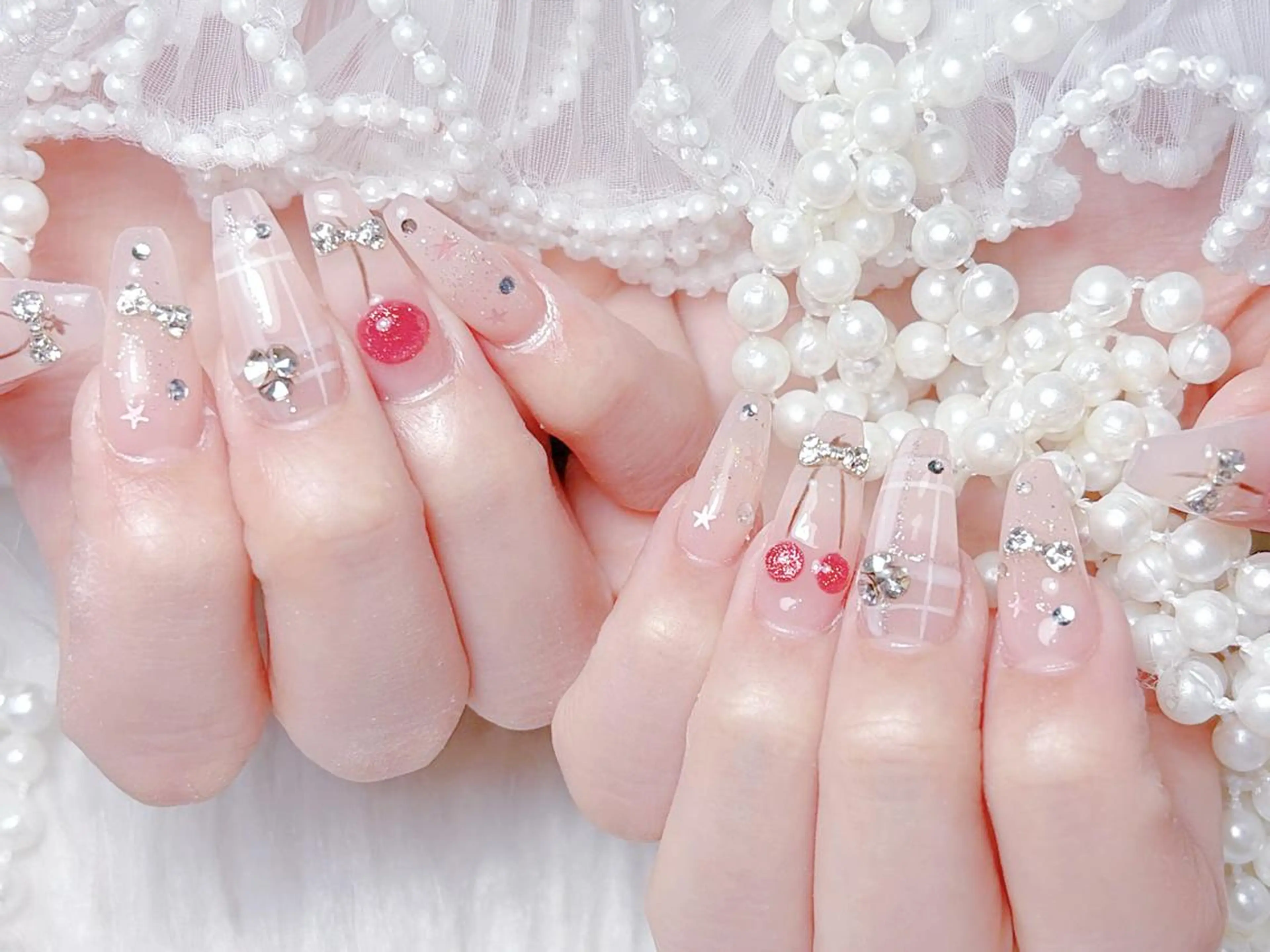 ネイル アートネイル オーロラネイル 長さ出し フットネイル ガーリー リリ 奈🎀のネイルデザイン