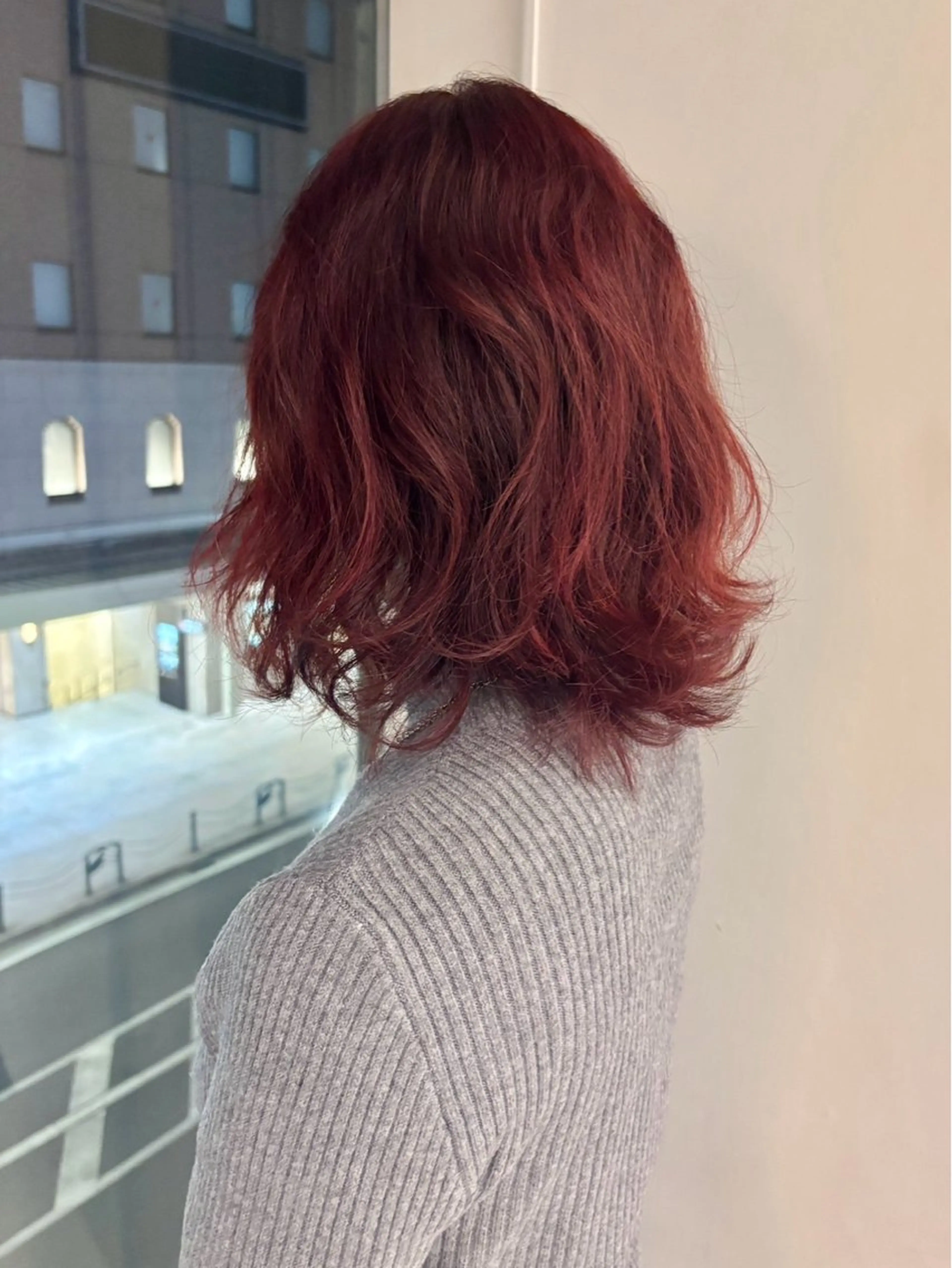 ミディアム カラー ブリーチ ブリーチなしカラー レッドカラー モデル募集🎀前川 夏鈴🎀烏丸美容室のヘアスタイル