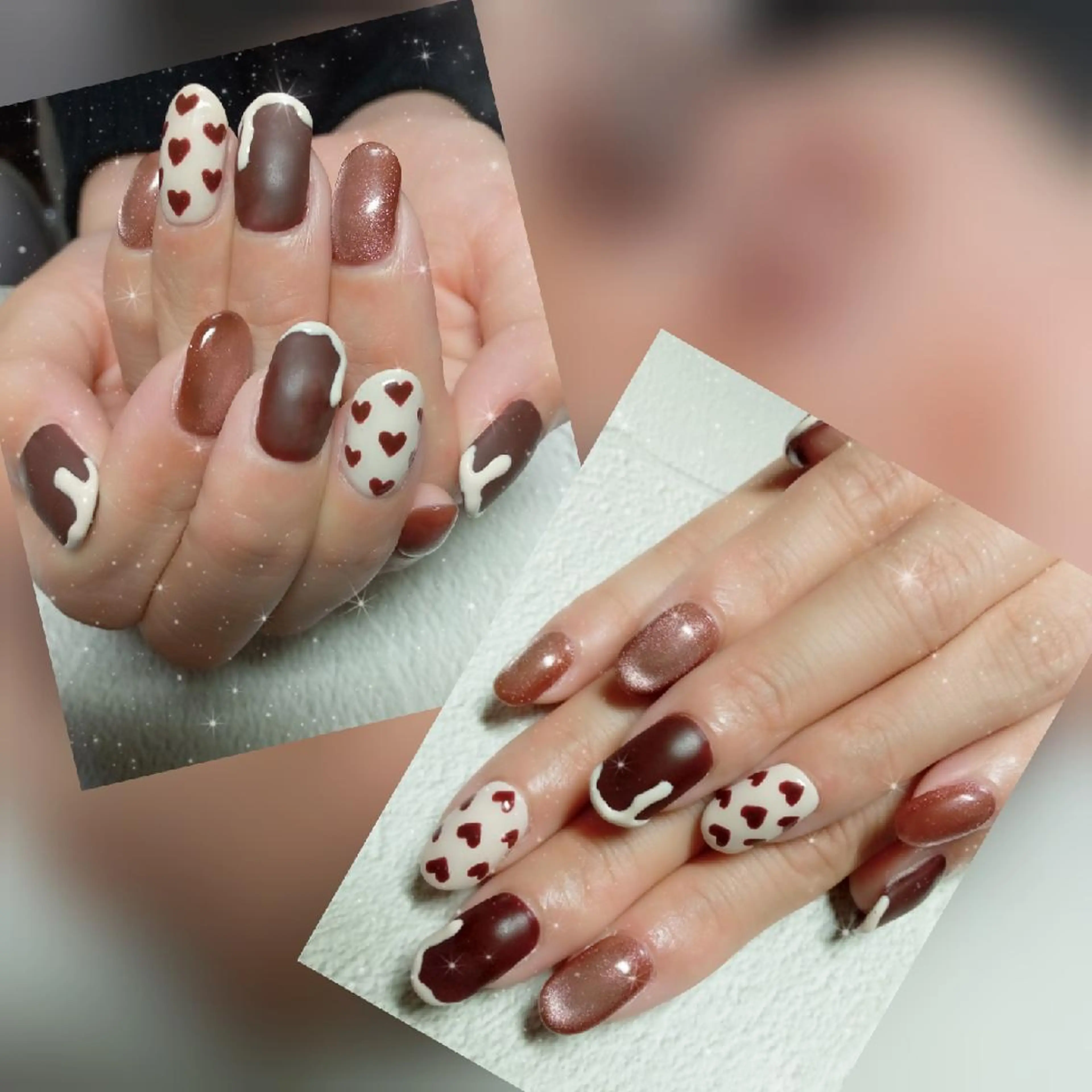 ネイル ハート キラキラネイル マグネットネイル ビー玉ネイル マットネイル ハンドネイル flure de neige yukiのネイルデザイン