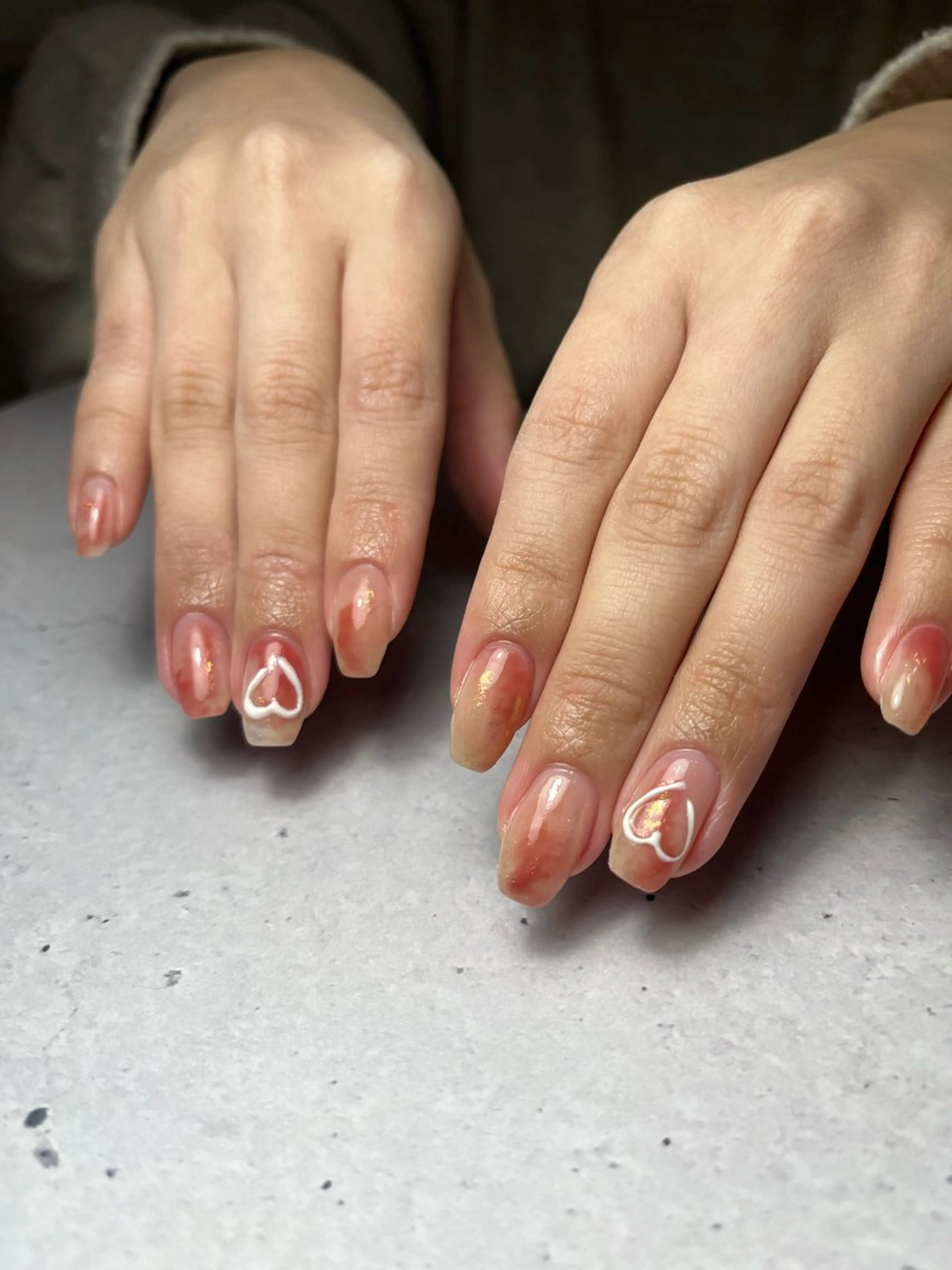 ネイル ハート 大理石ネイル(マーブル) ニュアンスネイル ネイルサロン kupuのネイルデザイン