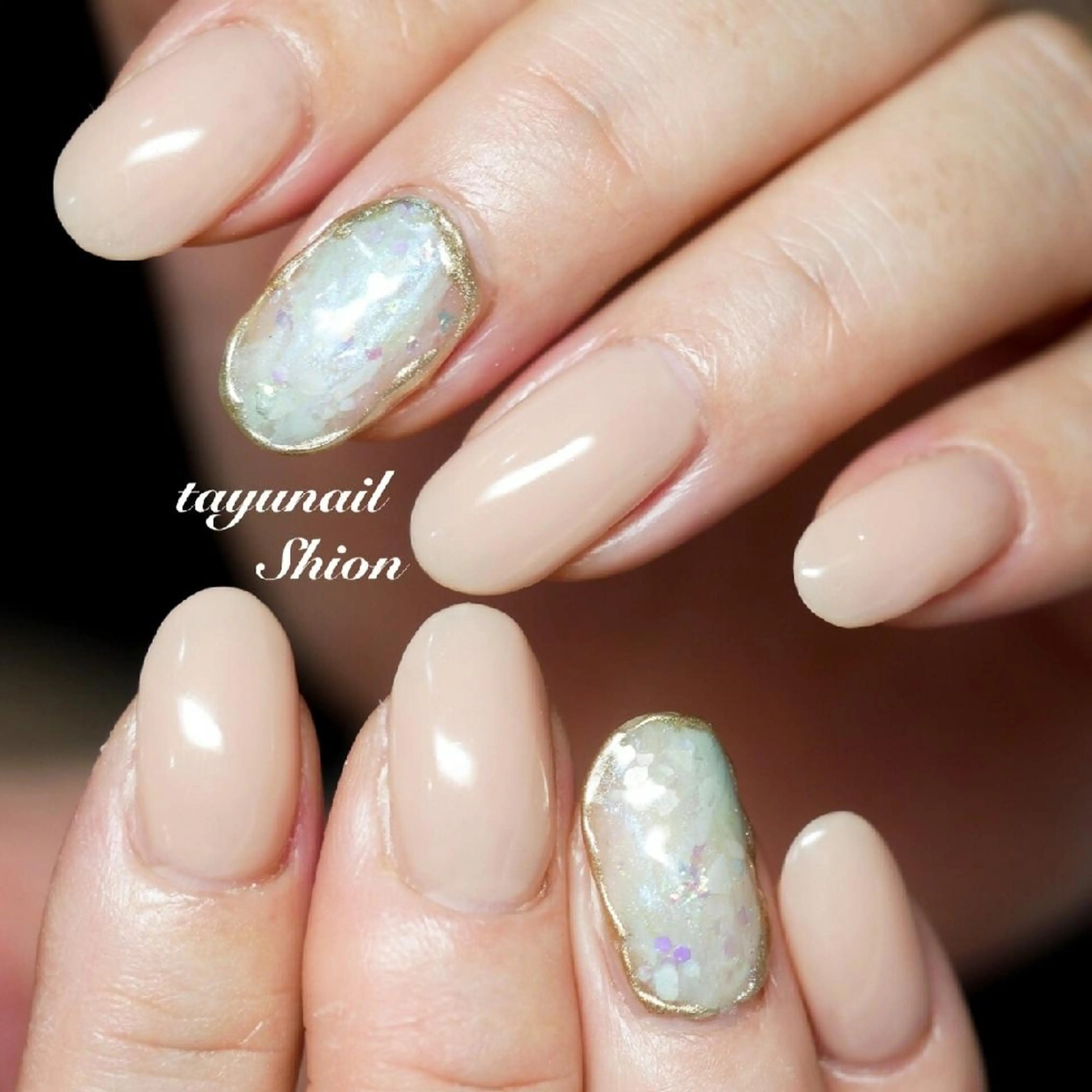 ネイル アートネイル ブルー ジェルネイル パラジェル 春ネイル ネイルサロン 【たゆnail】のネイルデザイン