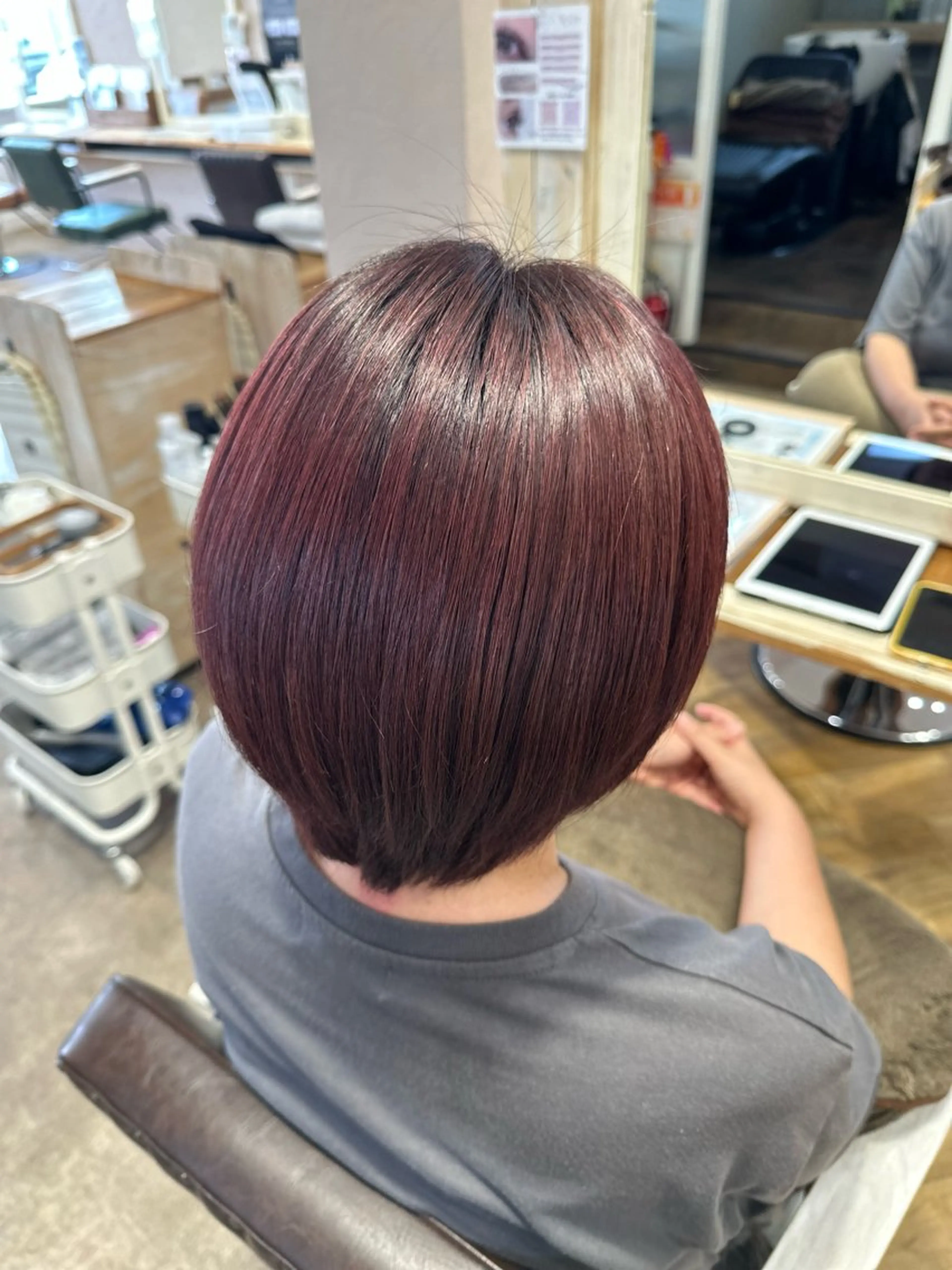 カラー ピンクカラー ヘアカラー 東浦　髪質改善カラー 透明感カラーのヘアスタイル
