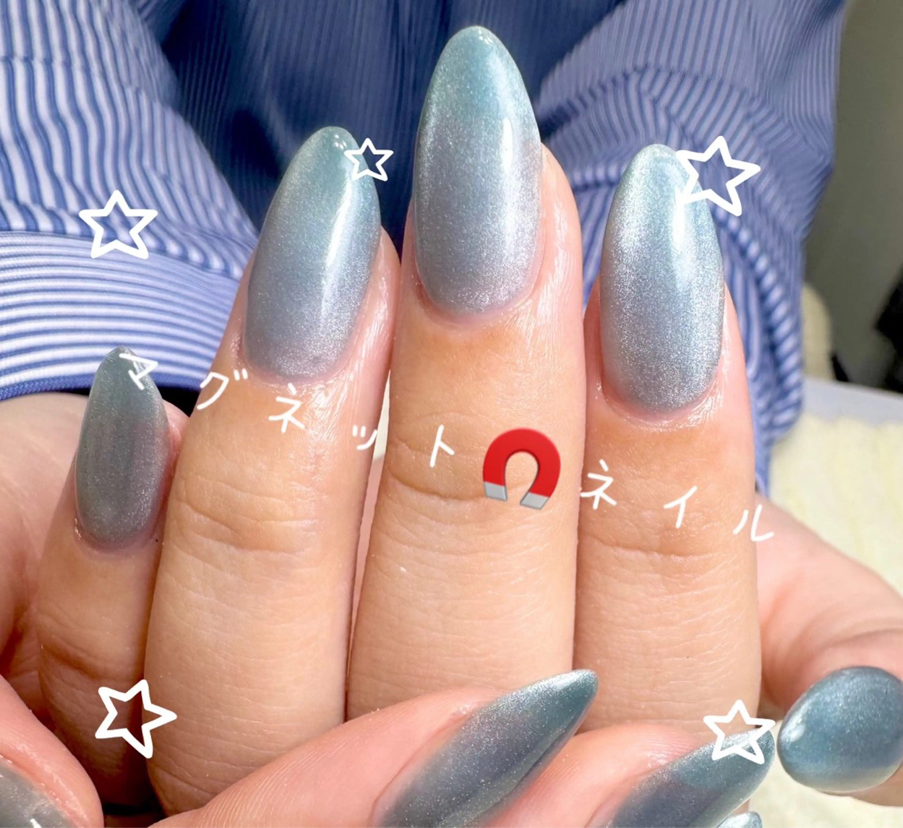 ネイル ブルー マグネットネイル LinoTino nailのネイルデザイン