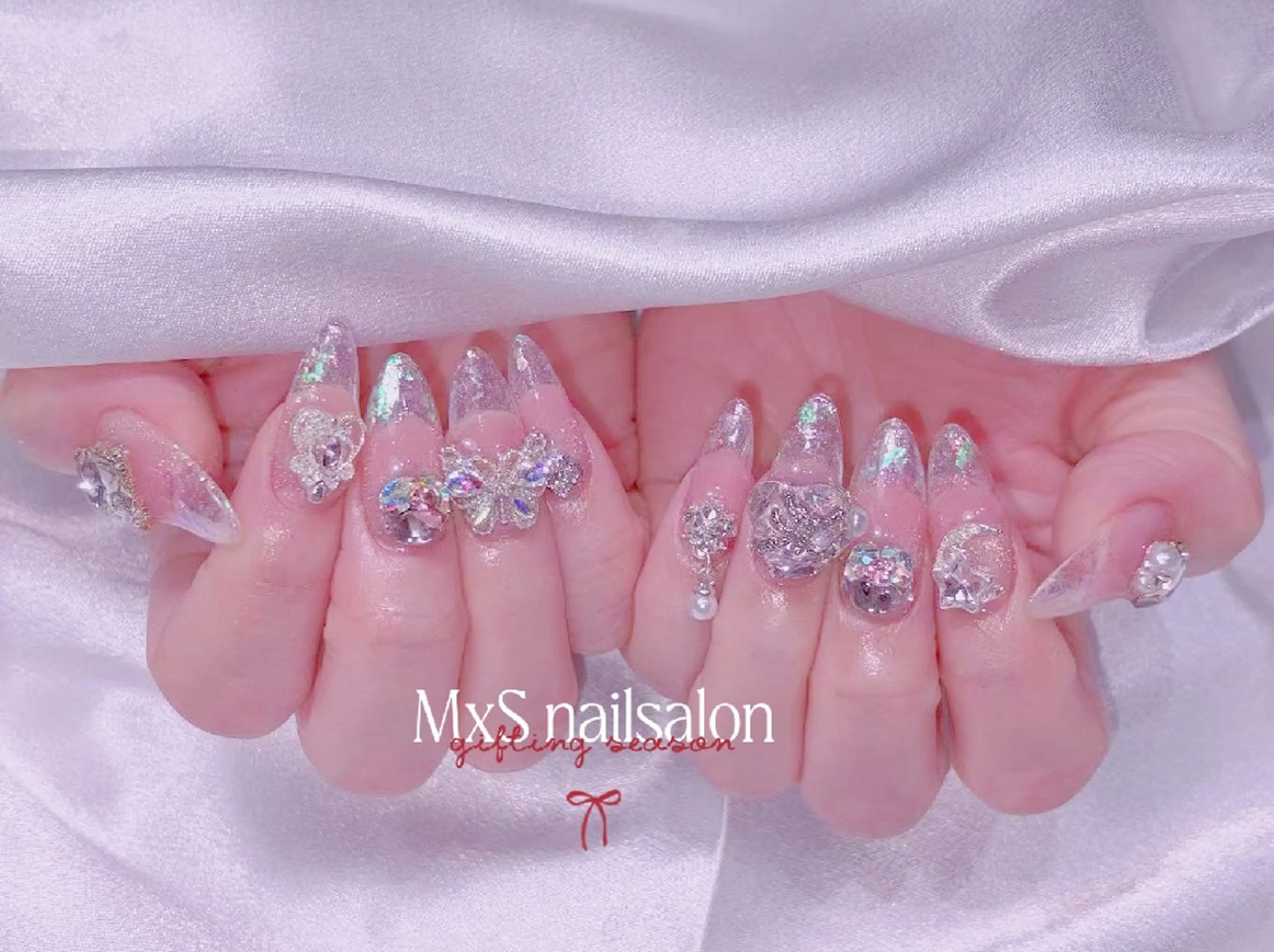 ネイル ジェルネイル 韓国ネイル マグネットネイル パラジェル バレンタイン ハンドネイル M×S Nail みなのネイルデザイン