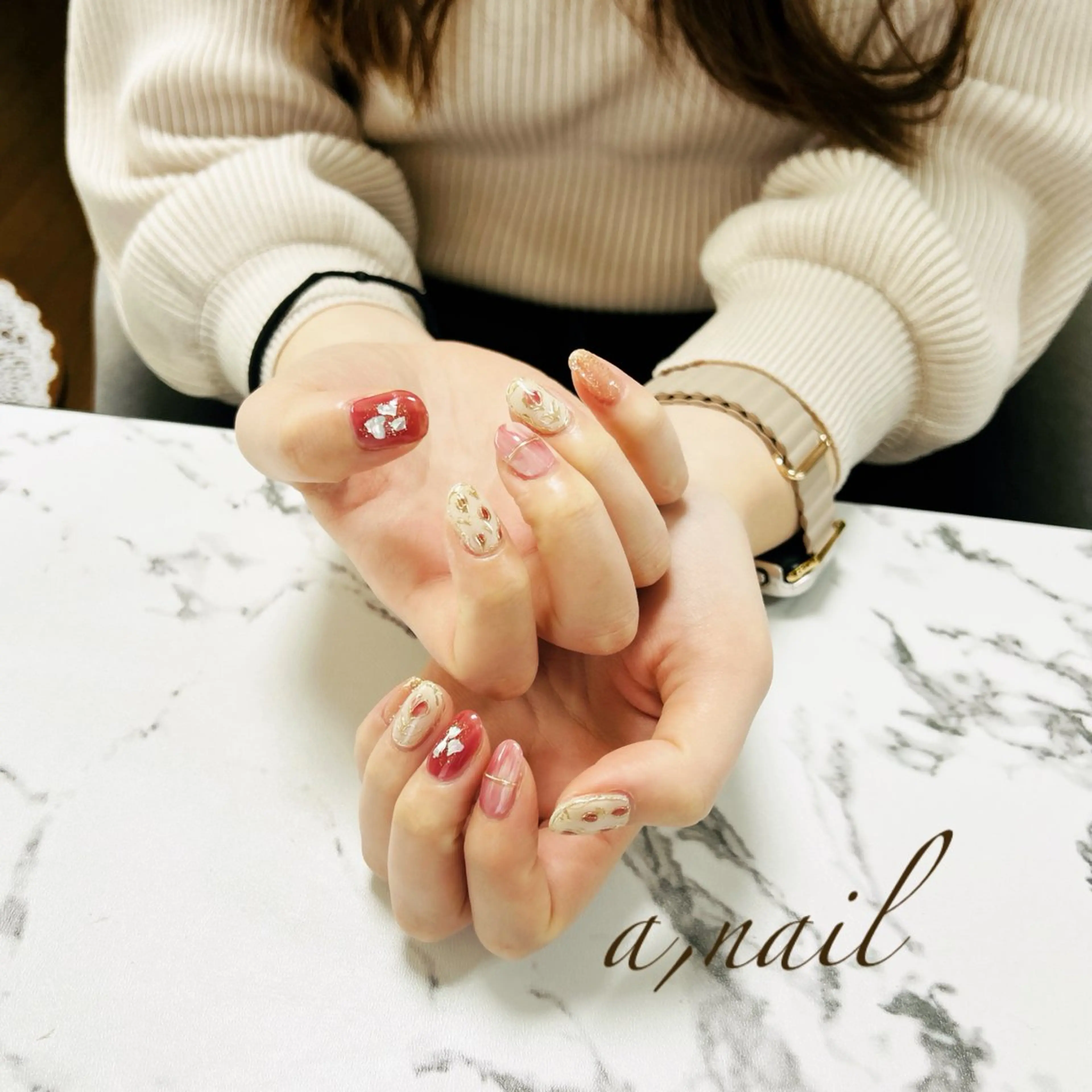 ネイル フラワーネイル ジェルネイル グラデーション ミラーネイル ニュアンスネイル ハンドネイル ネイルサロン エーネイルのネイルデザイン