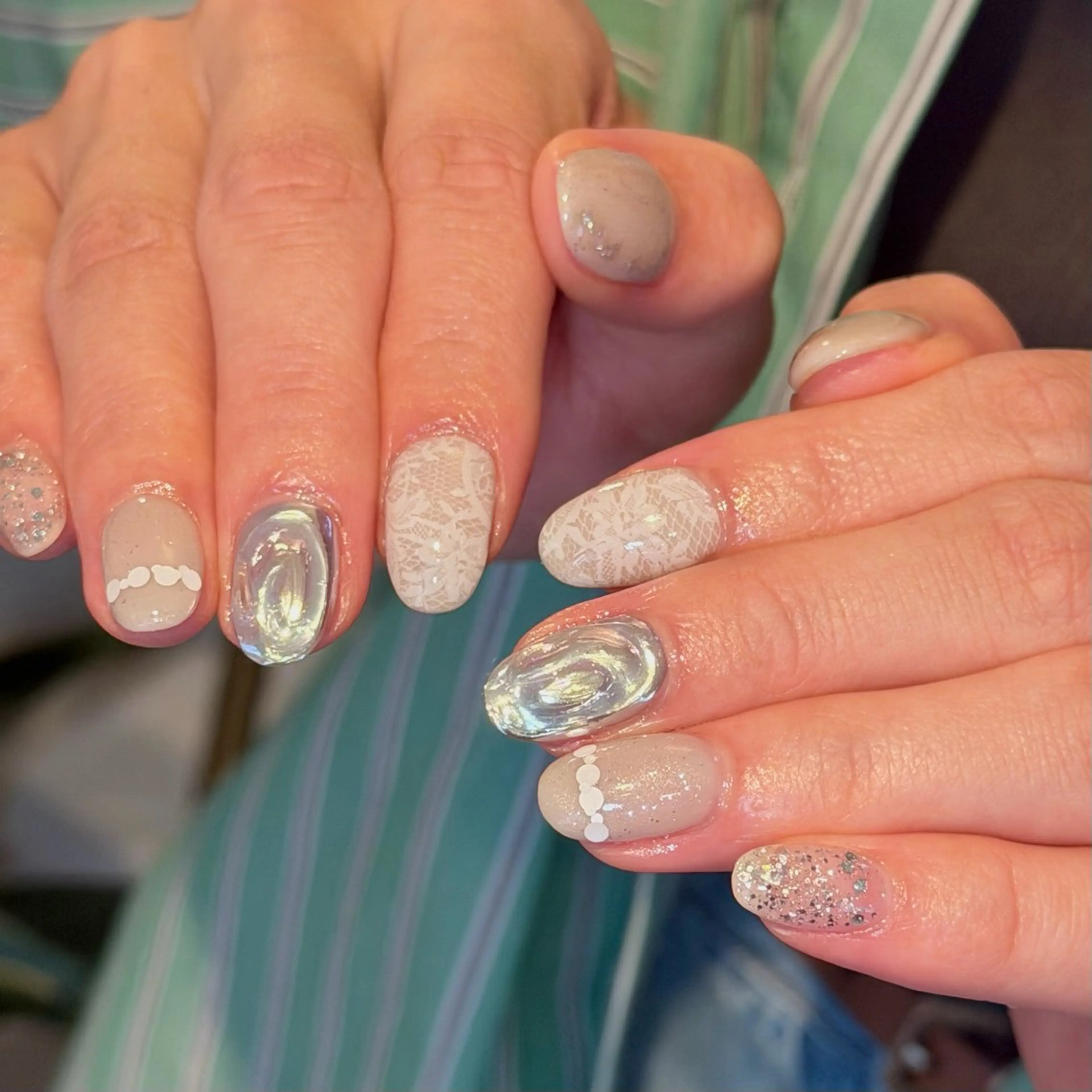 ネイル クリアネイル フラッシュネイル フラッシュマグ フレンチネイル マグネットネイル Luana nailのネイルデザイン