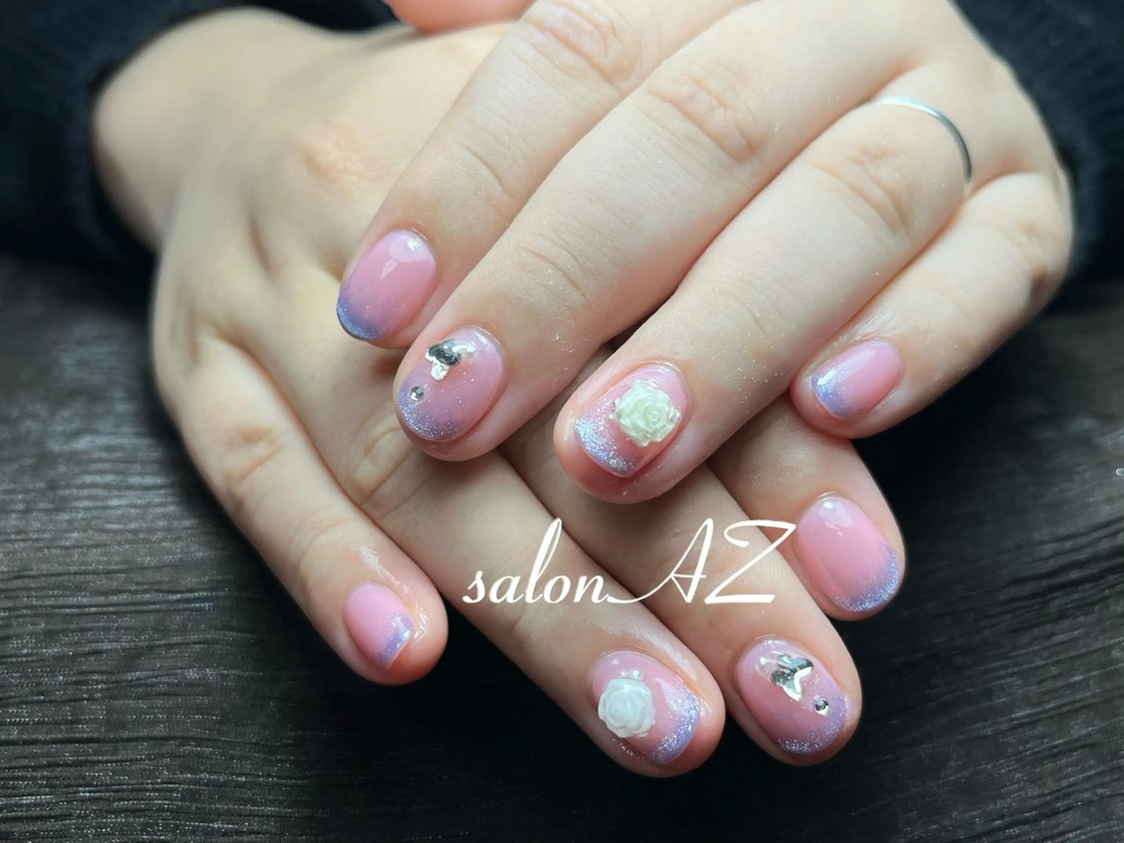 ネイル 桜ネイル 長さ出し フットネイル フレンチネイル ジェルネイル ハンドネイル salon AZのネイルデザイン