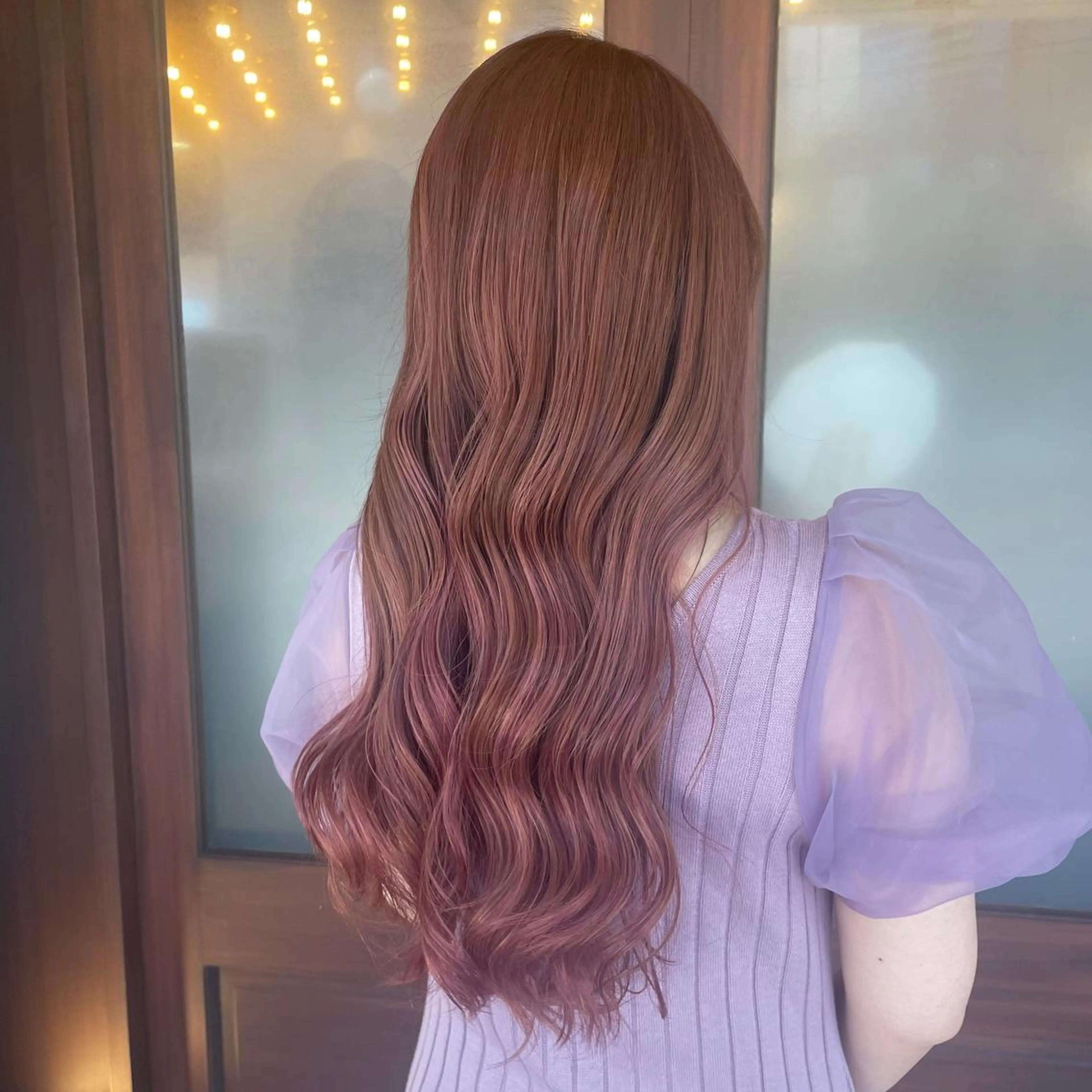 ロング カラー ブラウンカラー ピンクカラー porto みなみのヘアスタイル