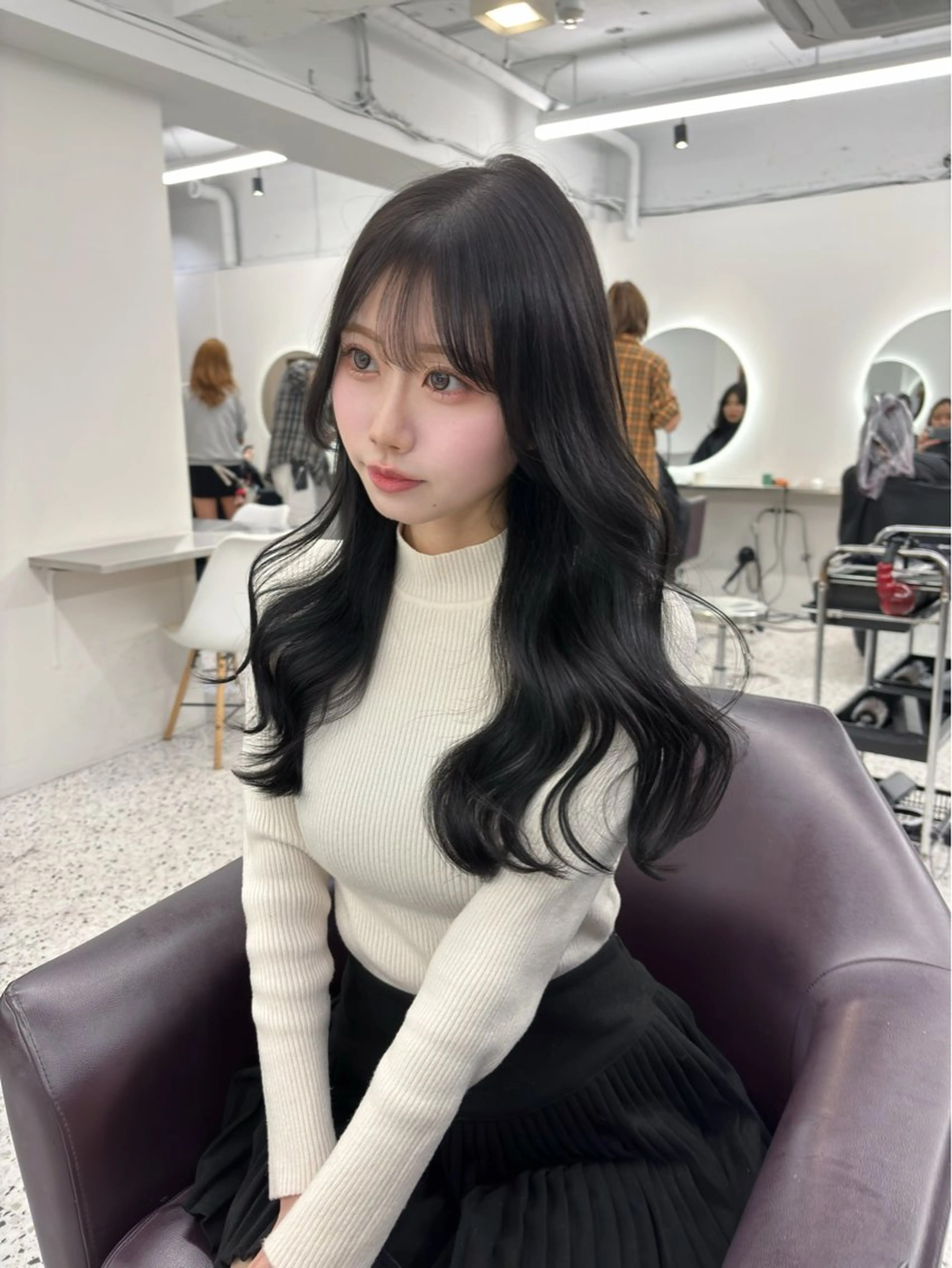 【👼🏻学割】透明感抜群イルミナカラー+くびれるカット+1stepトリートメント　#韓国ヘアの写真