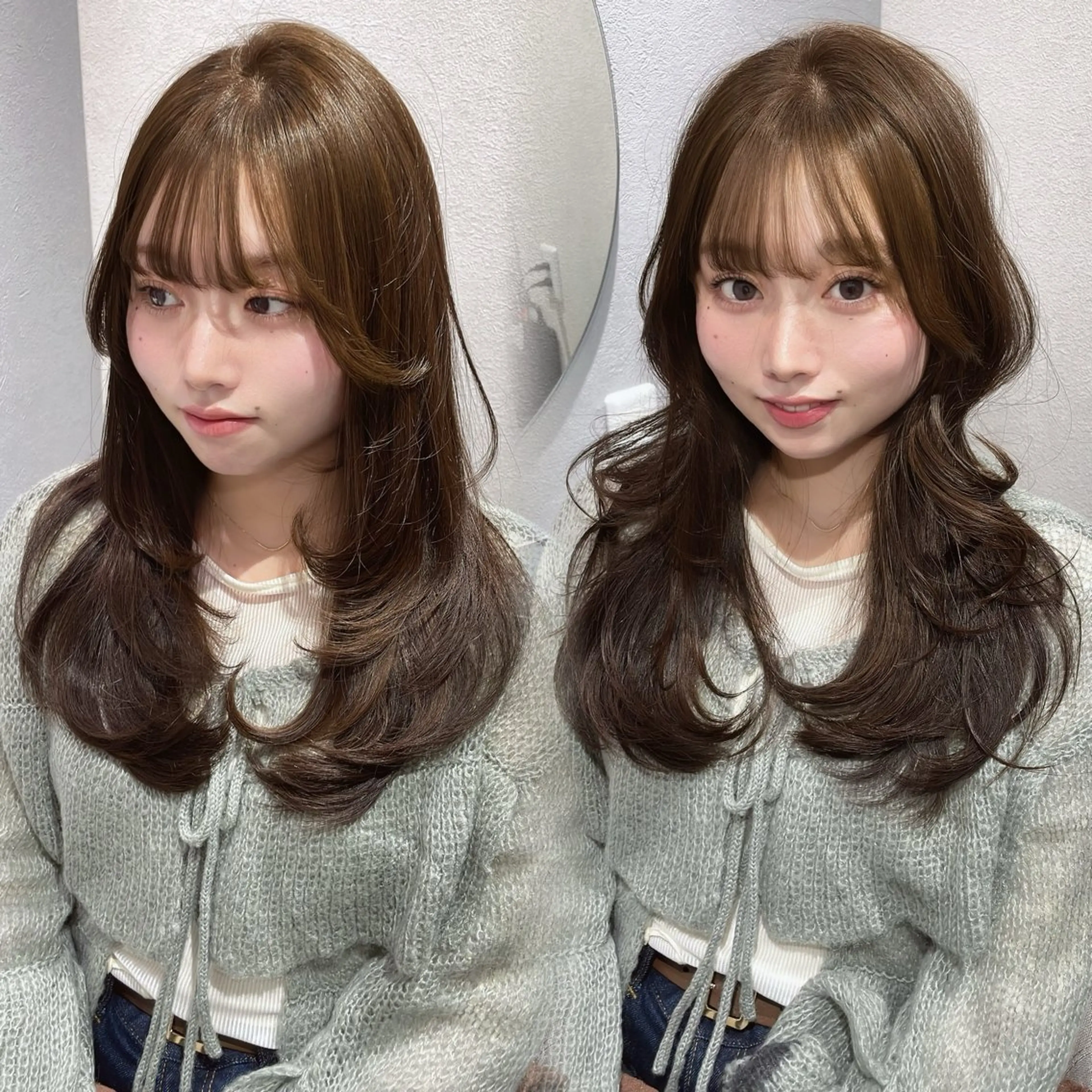 ロング レイヤーカット カット ヘアカラー トリートメント 似合わせカット/ 顔周りカット/まりなのヘアスタイル