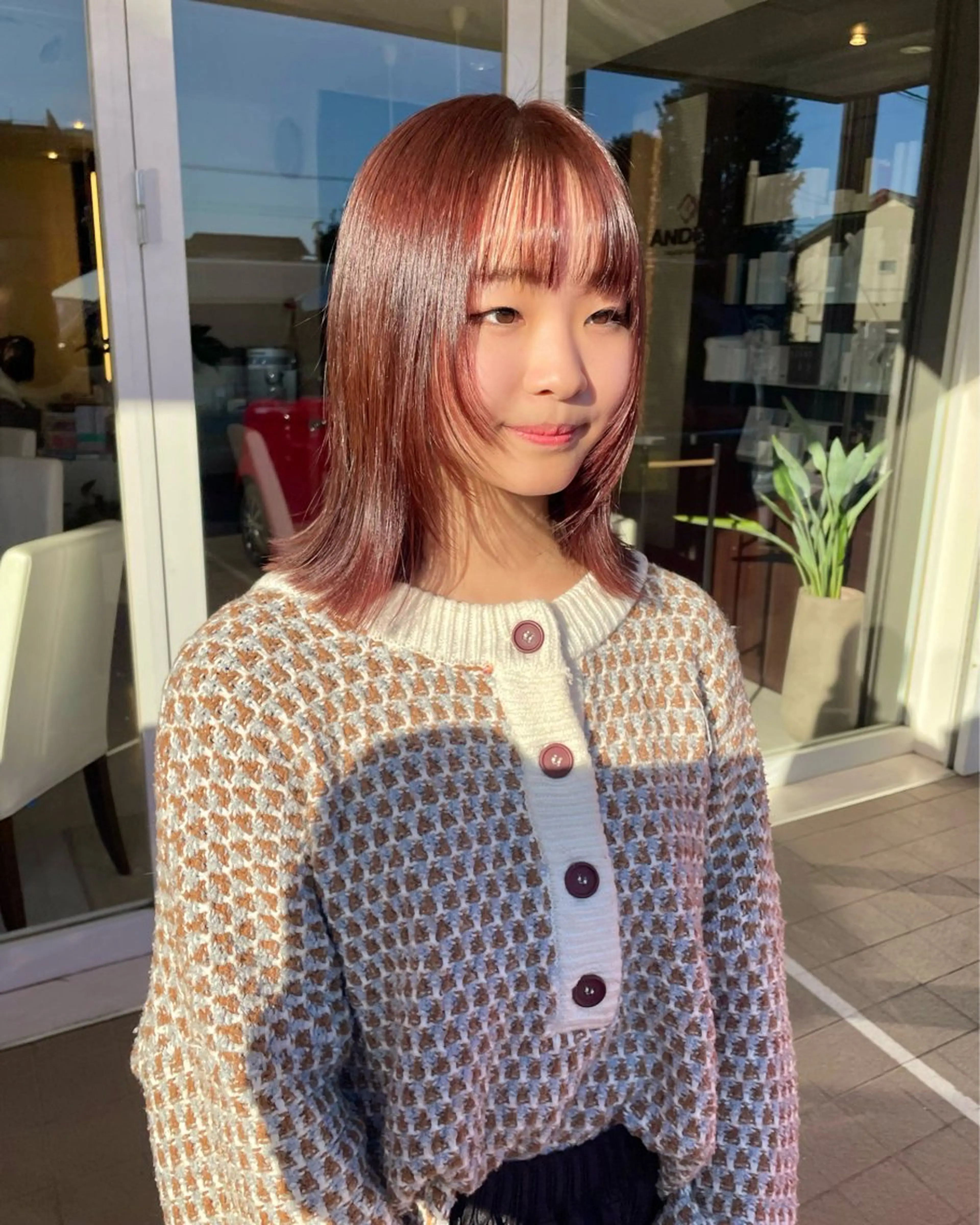 ミディアム 顔まわりレイヤー レイヤーカット ヘアカラー 武田 清久のヘアスタイル